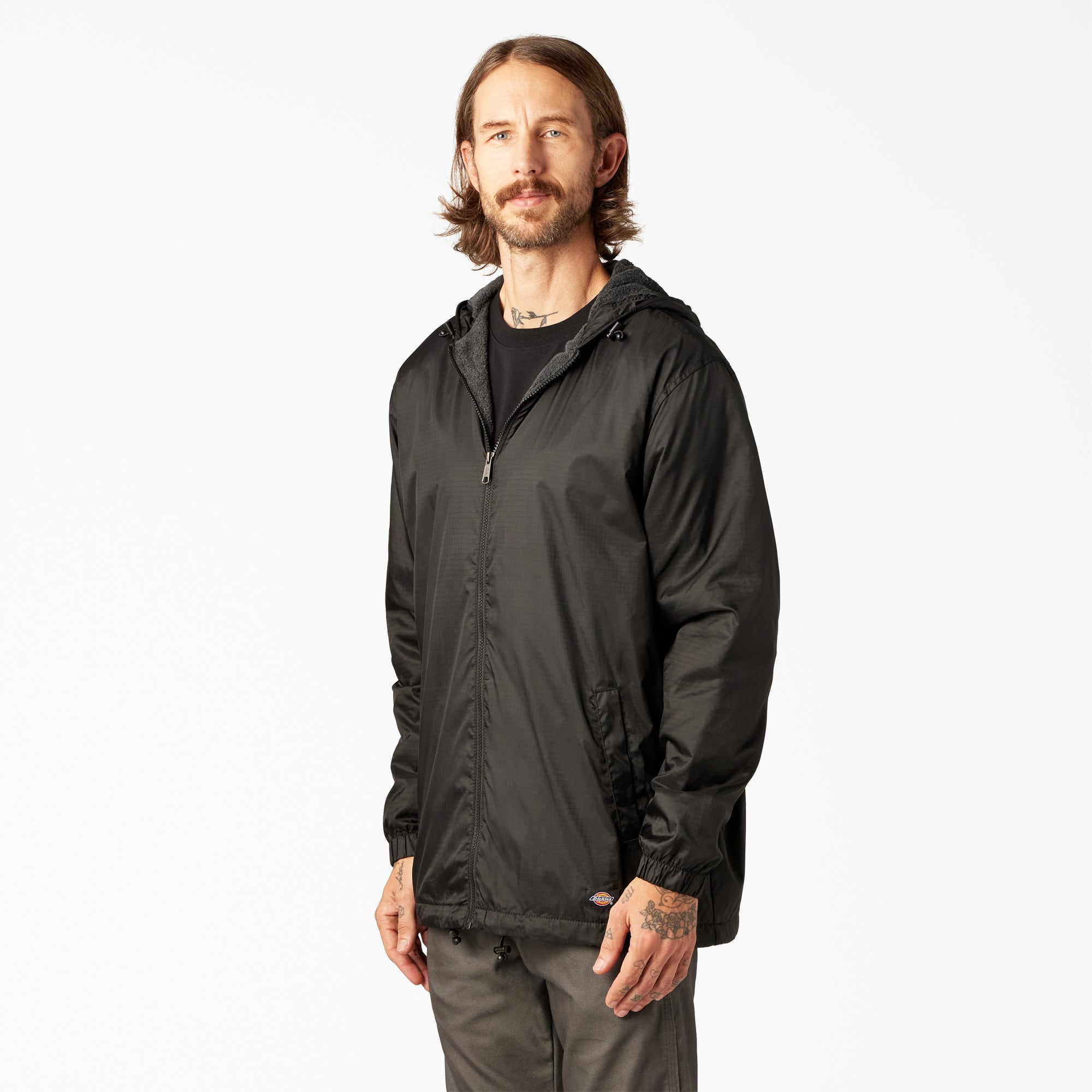 Fleece Lined Nylon Hooded Jacket - 图片 3