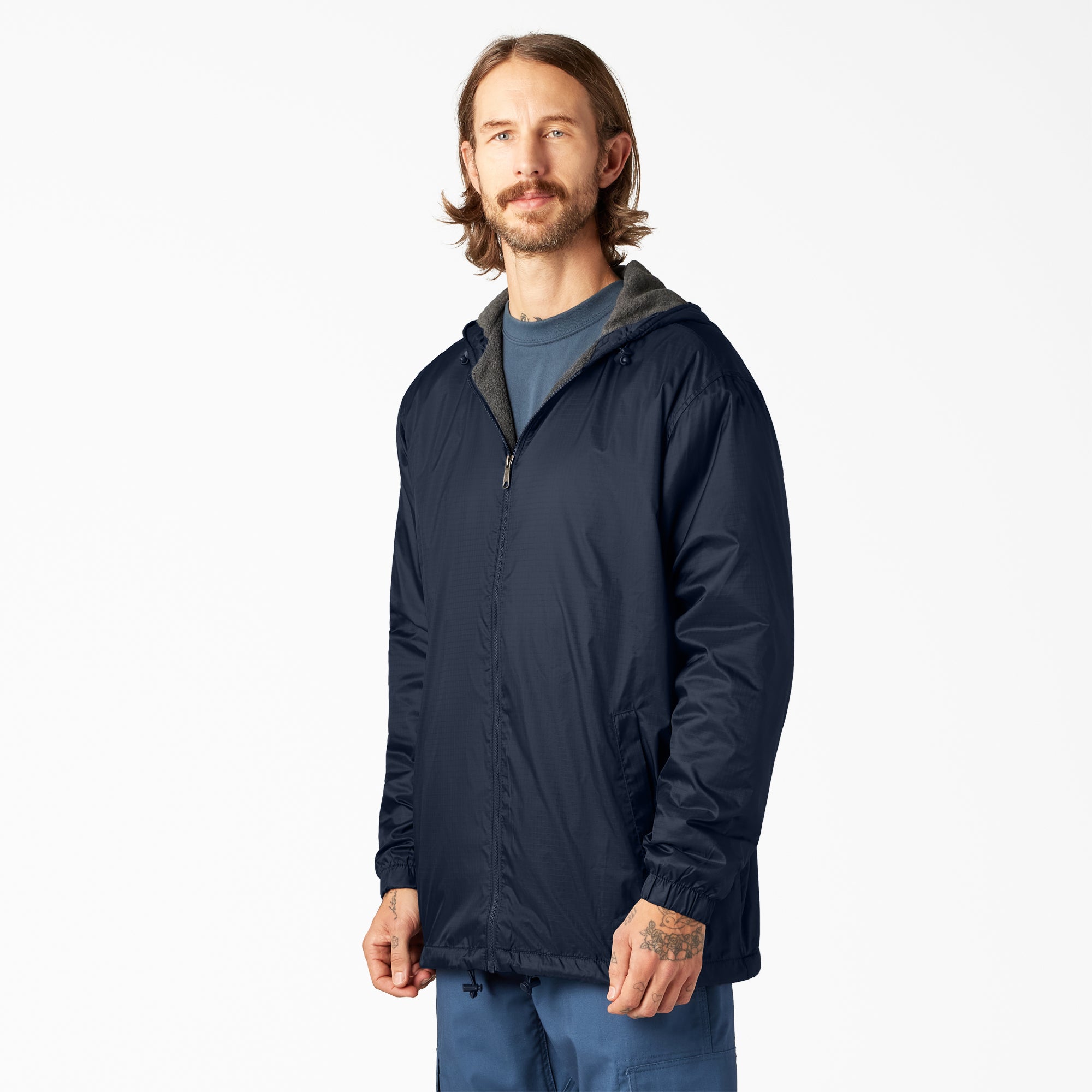 Fleece Lined Nylon Hooded Jacket - 图片 3