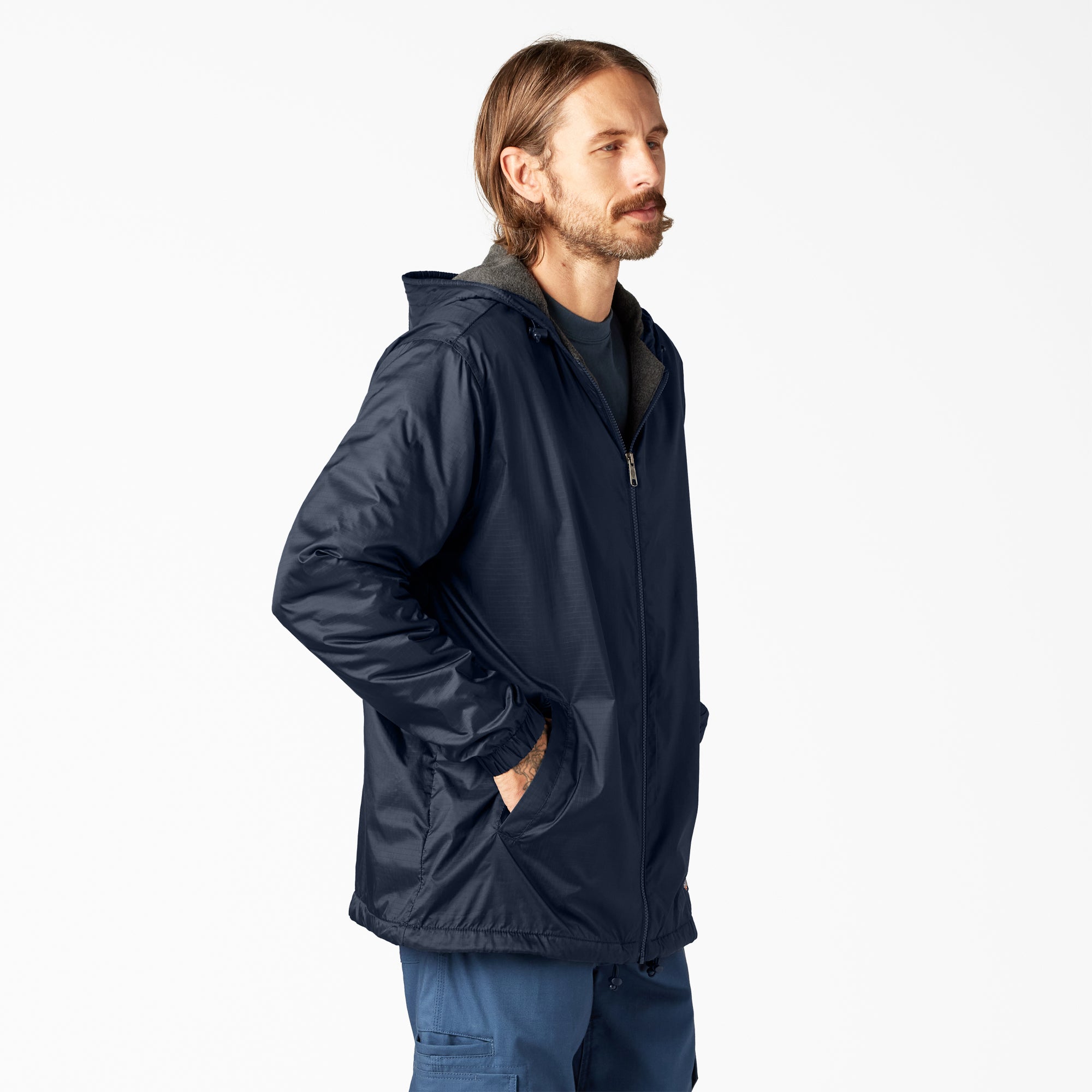 Fleece Lined Nylon Hooded Jacket - 图片 4