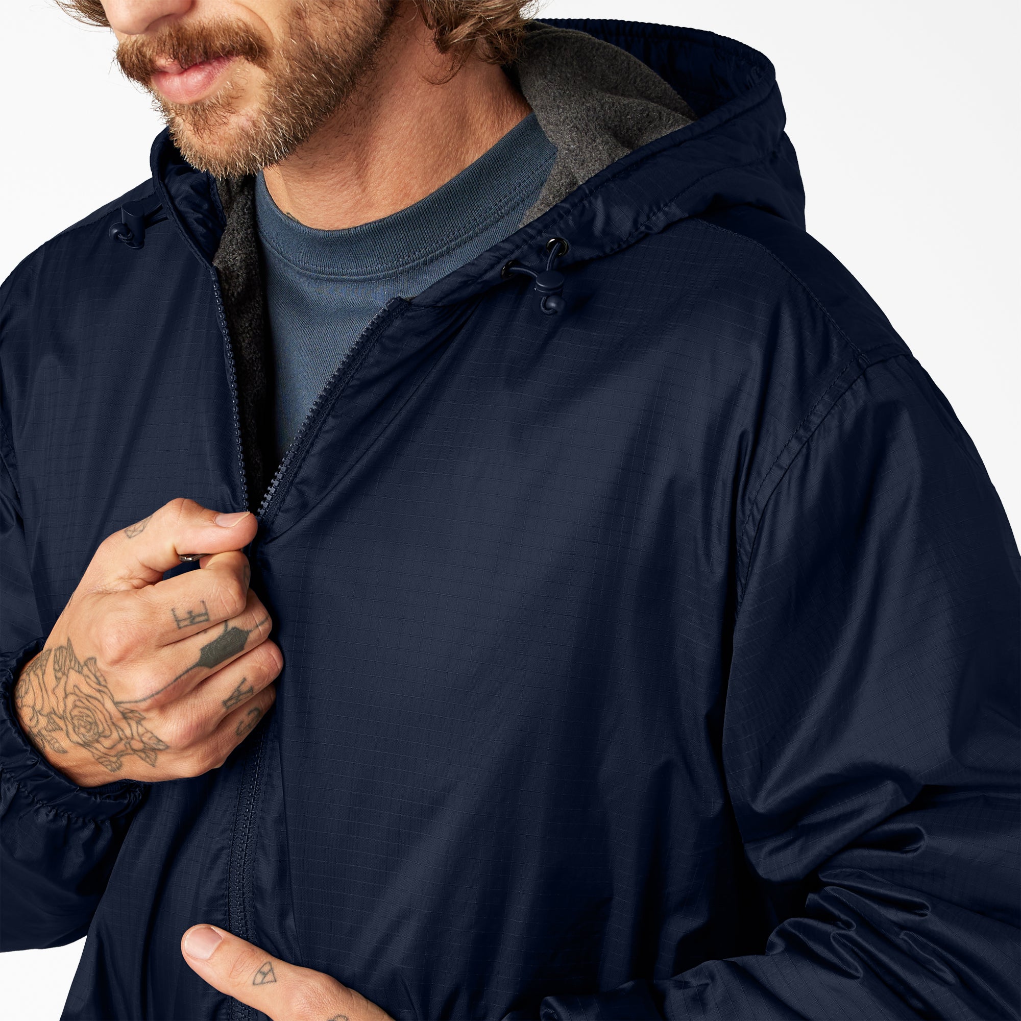 Fleece Lined Nylon Hooded Jacket - 图片 7