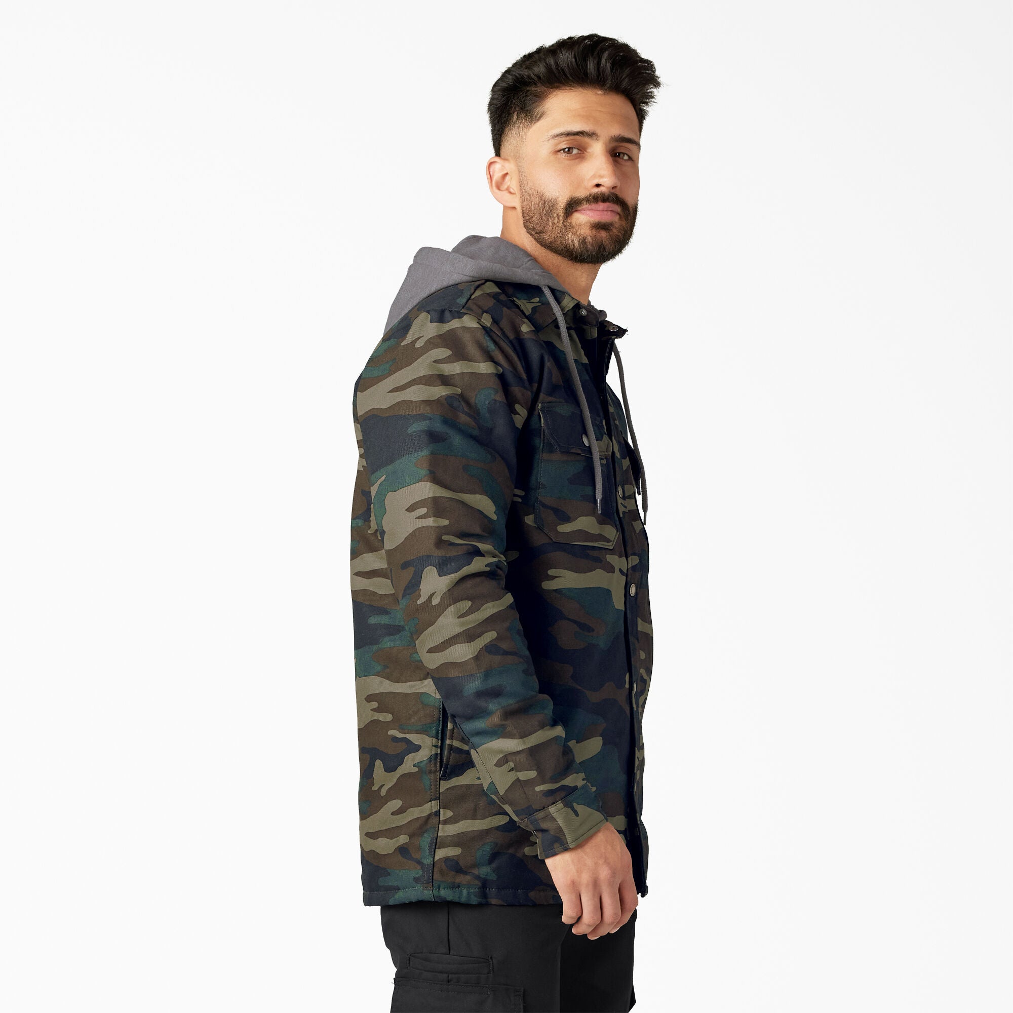 Water Repellent Duck Hooded Shirt Jacket - 图片 4