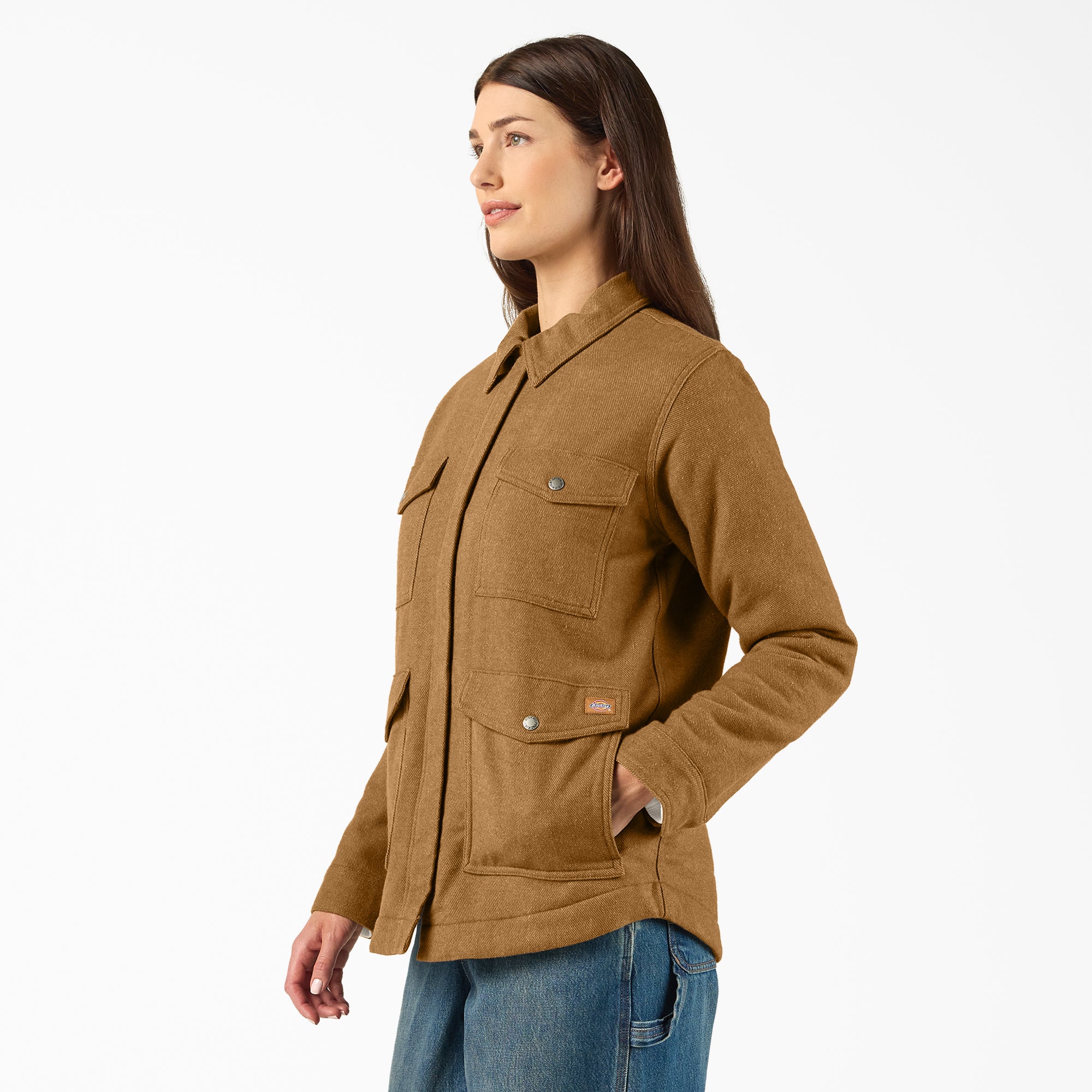 Women's Fleece Lined Flannel Chore Coat - 图片 3