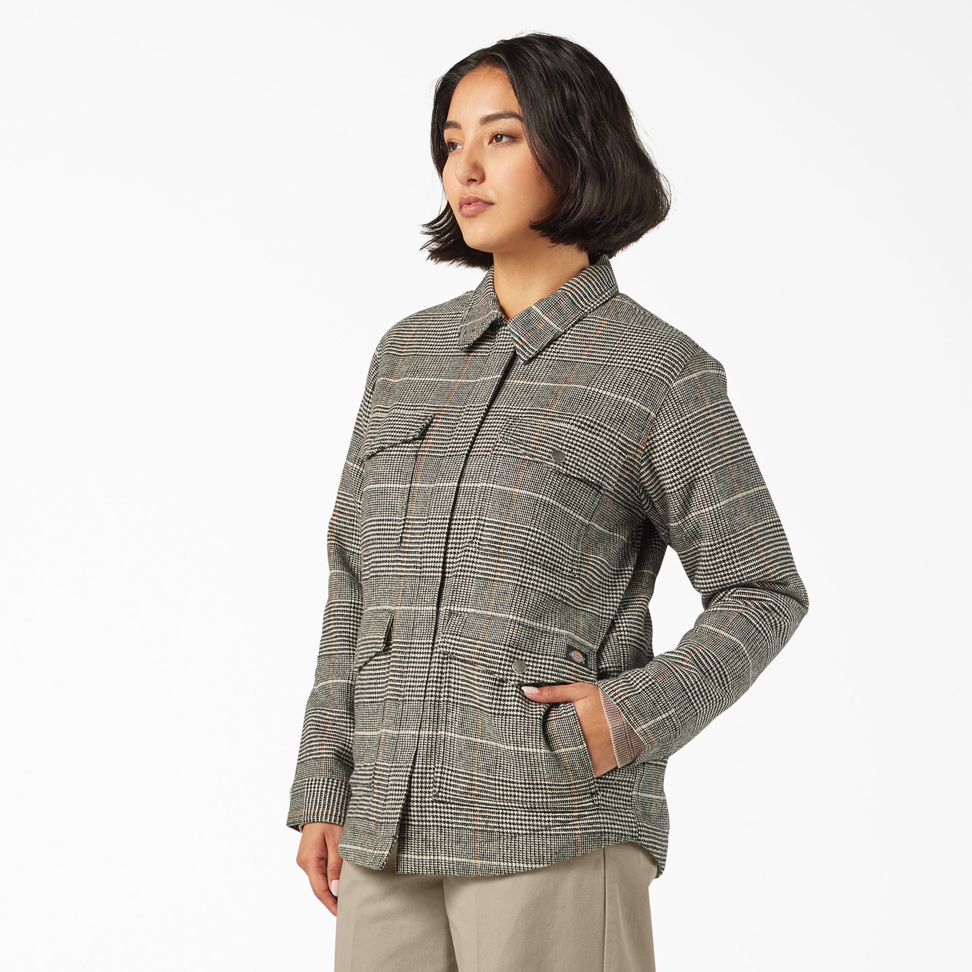 Women's Fleece Lined Flannel Chore Coat - 图片 3