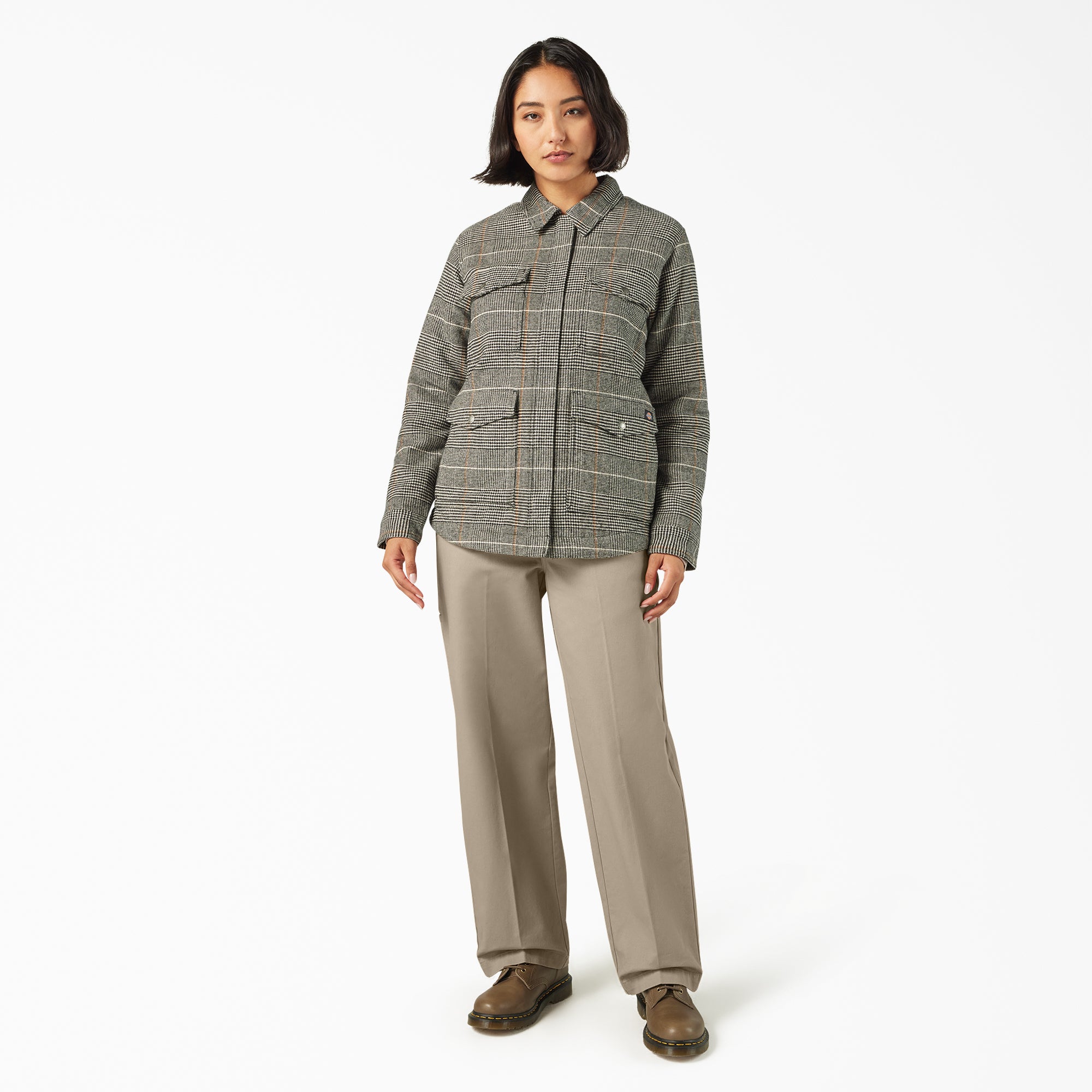 Women's Fleece Lined Flannel Chore Coat - 图片 4