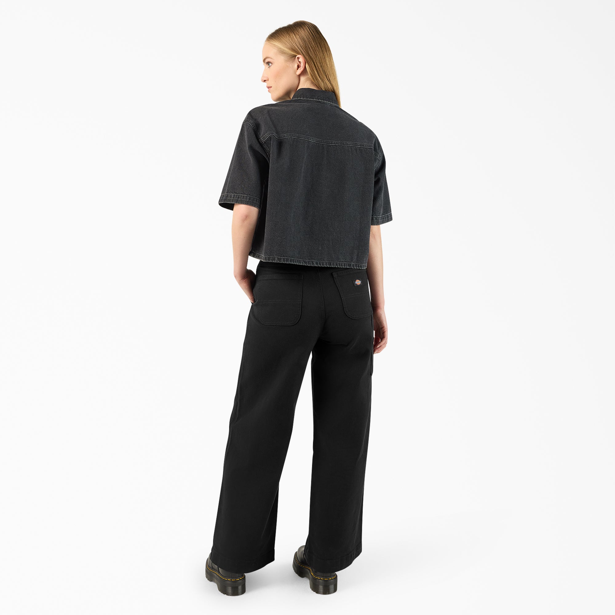 Women's Cropped Denim Work Shirt - 图片 5