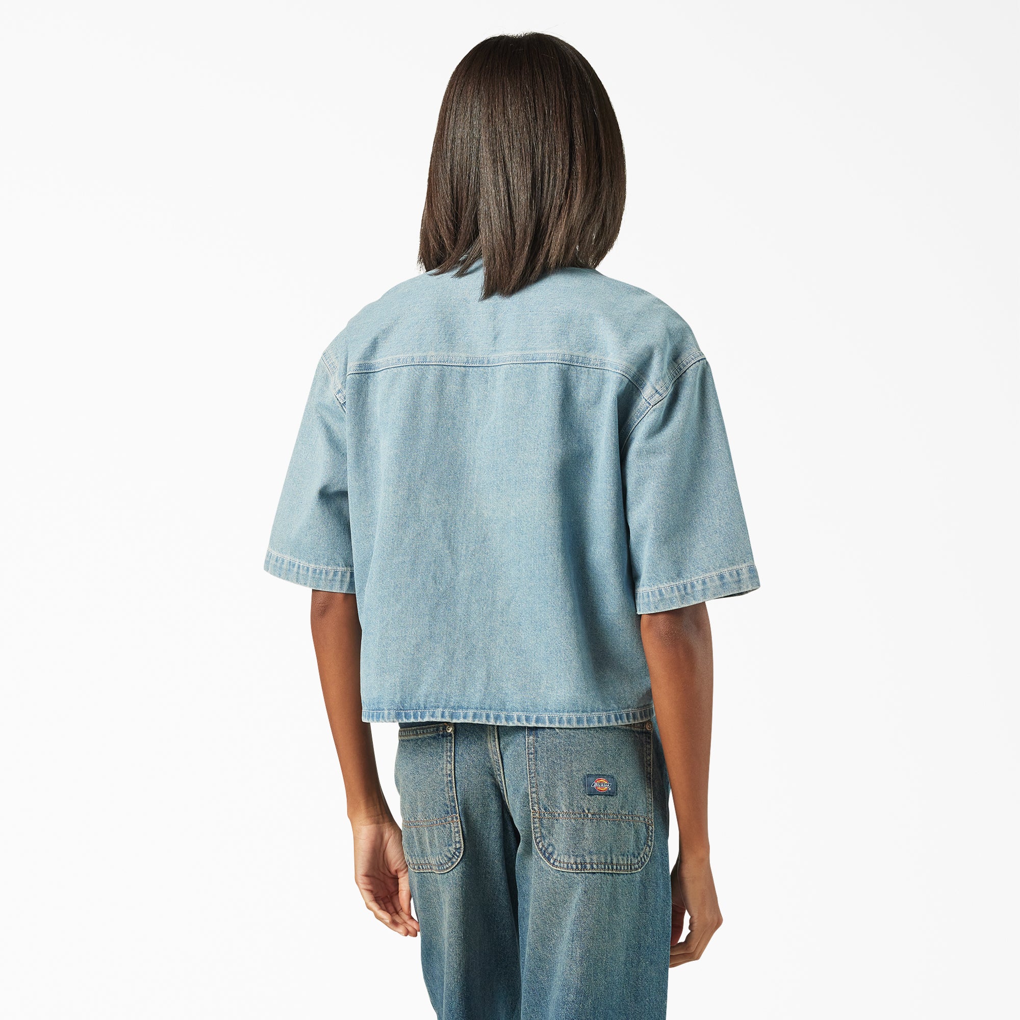 Women's Cropped Denim Work Shirt - 图片 2