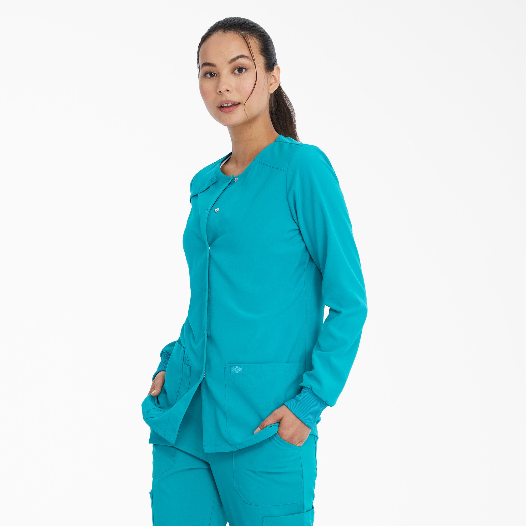 Women's EDS Essentials Snap Front Scrub Jacket - 图片 3