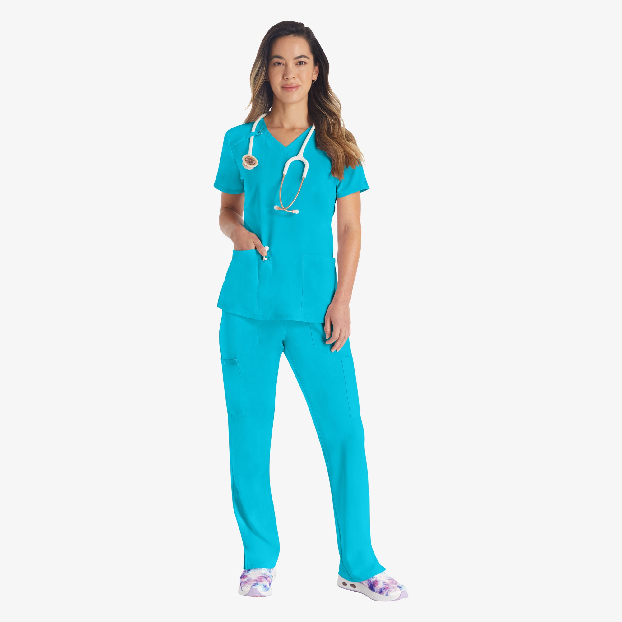 Women's EDS Essentials V-Neck Scrub Top - 图片 5