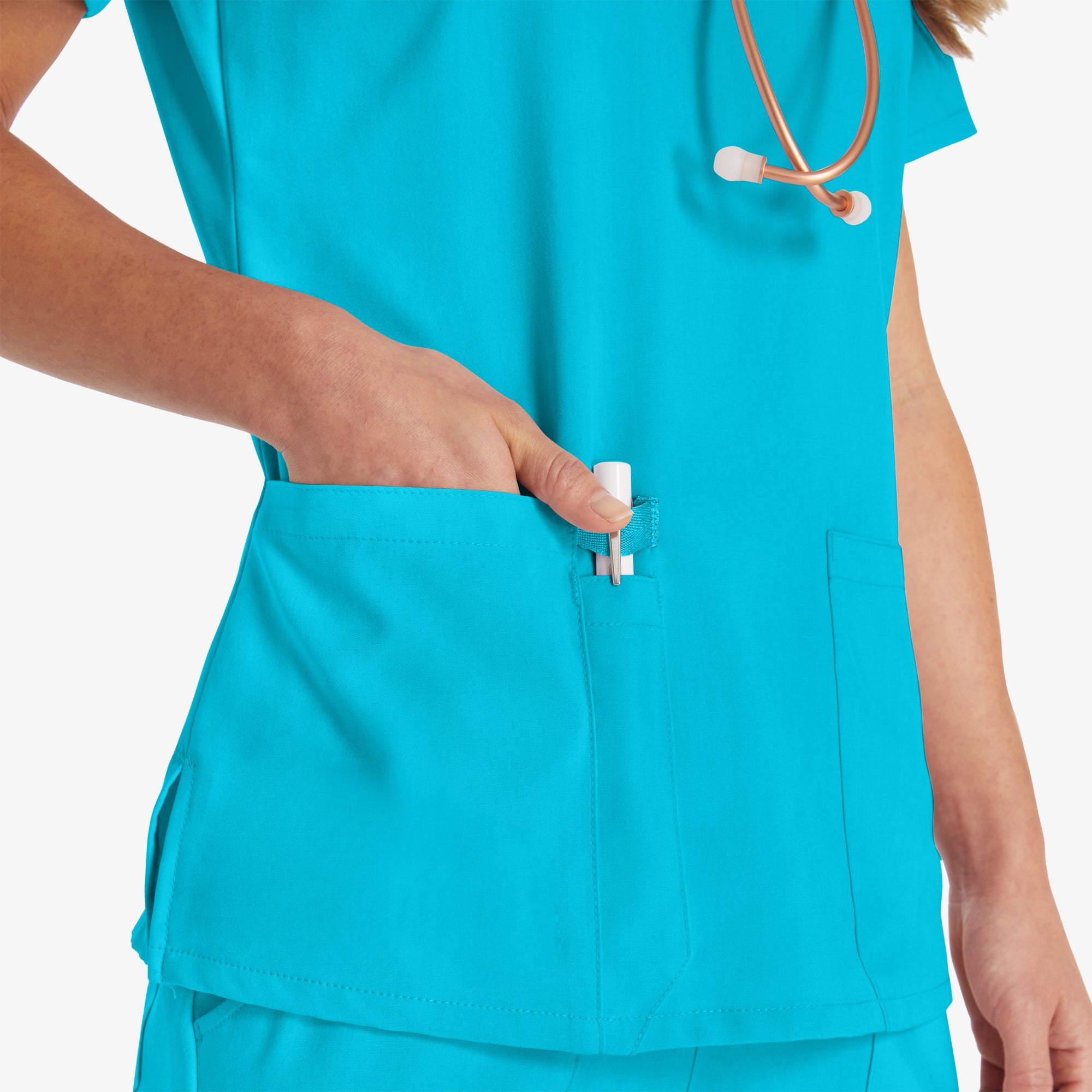 Women's EDS Essentials V-Neck Scrub Top - 图片 6