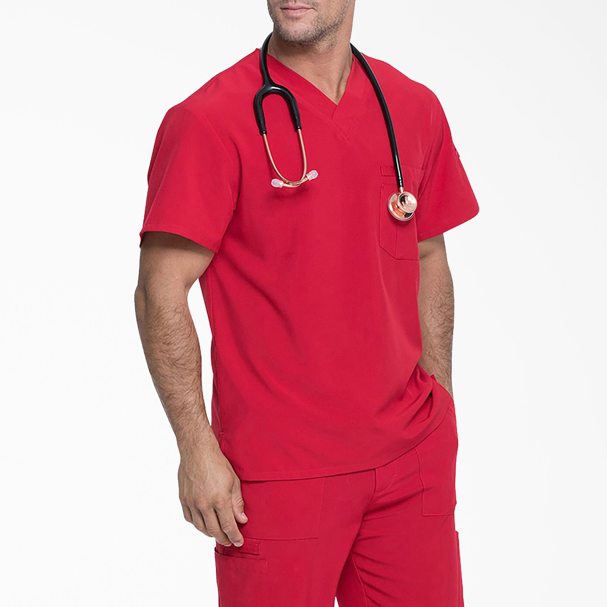 Men's EDS Essentials Tuckable V-Neck Scrub Top - 图片 4