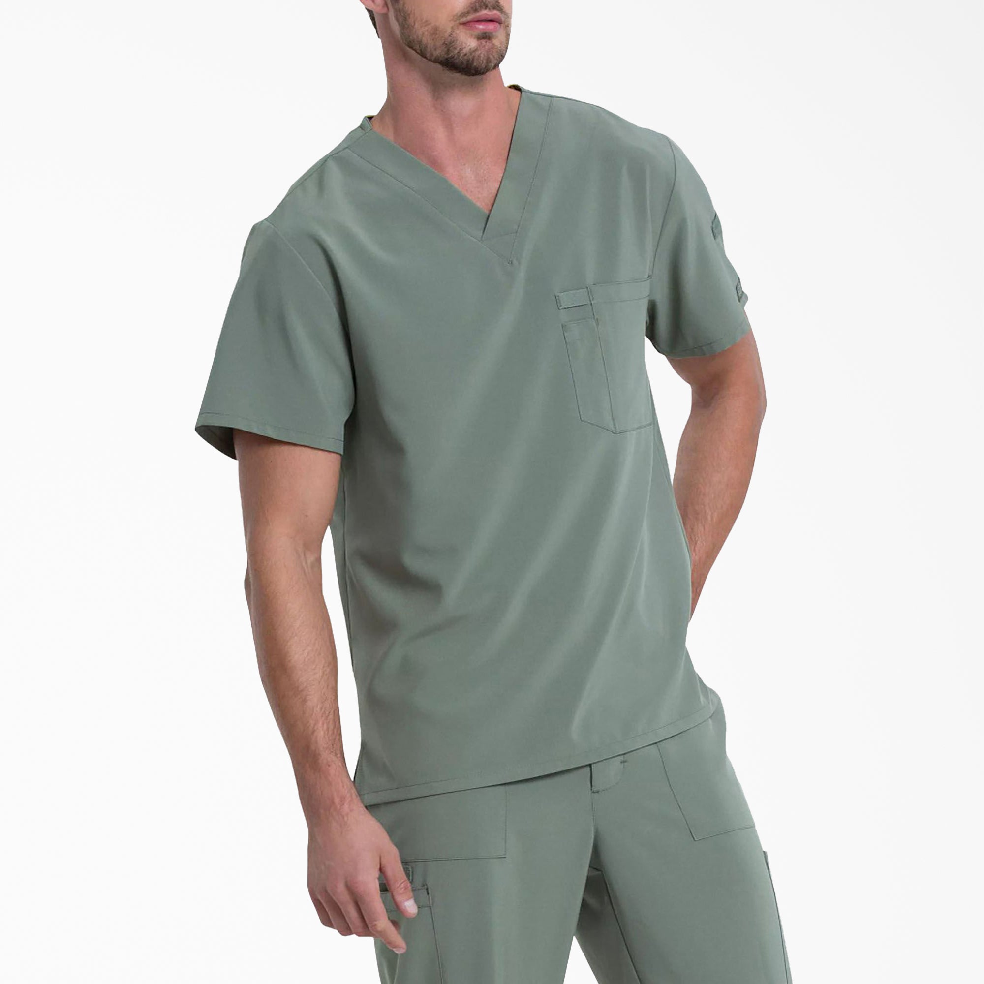 Men's EDS Essentials Tuckable V-Neck Scrub Top - 图片 4