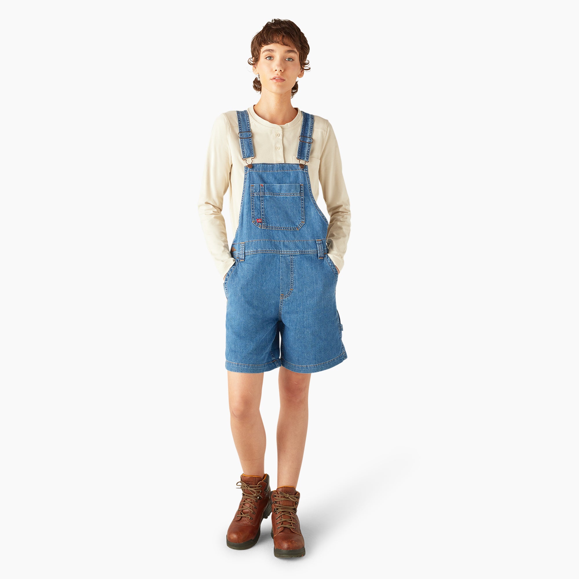Women's Relaxed Fit Bib Shortalls. 7 - 图片 9