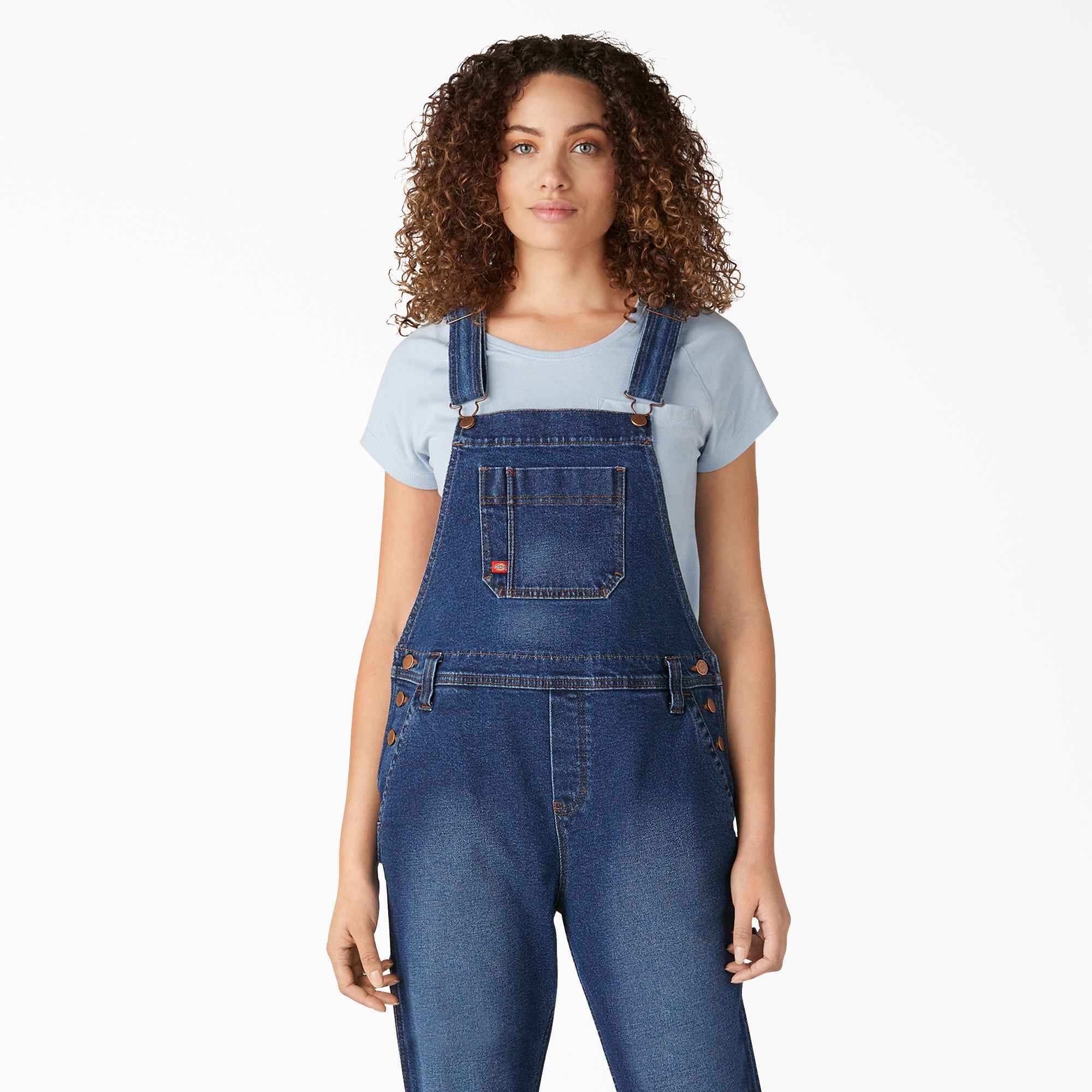 Women's Denim Boyfriend Fit Bib Overalls - 图片 5