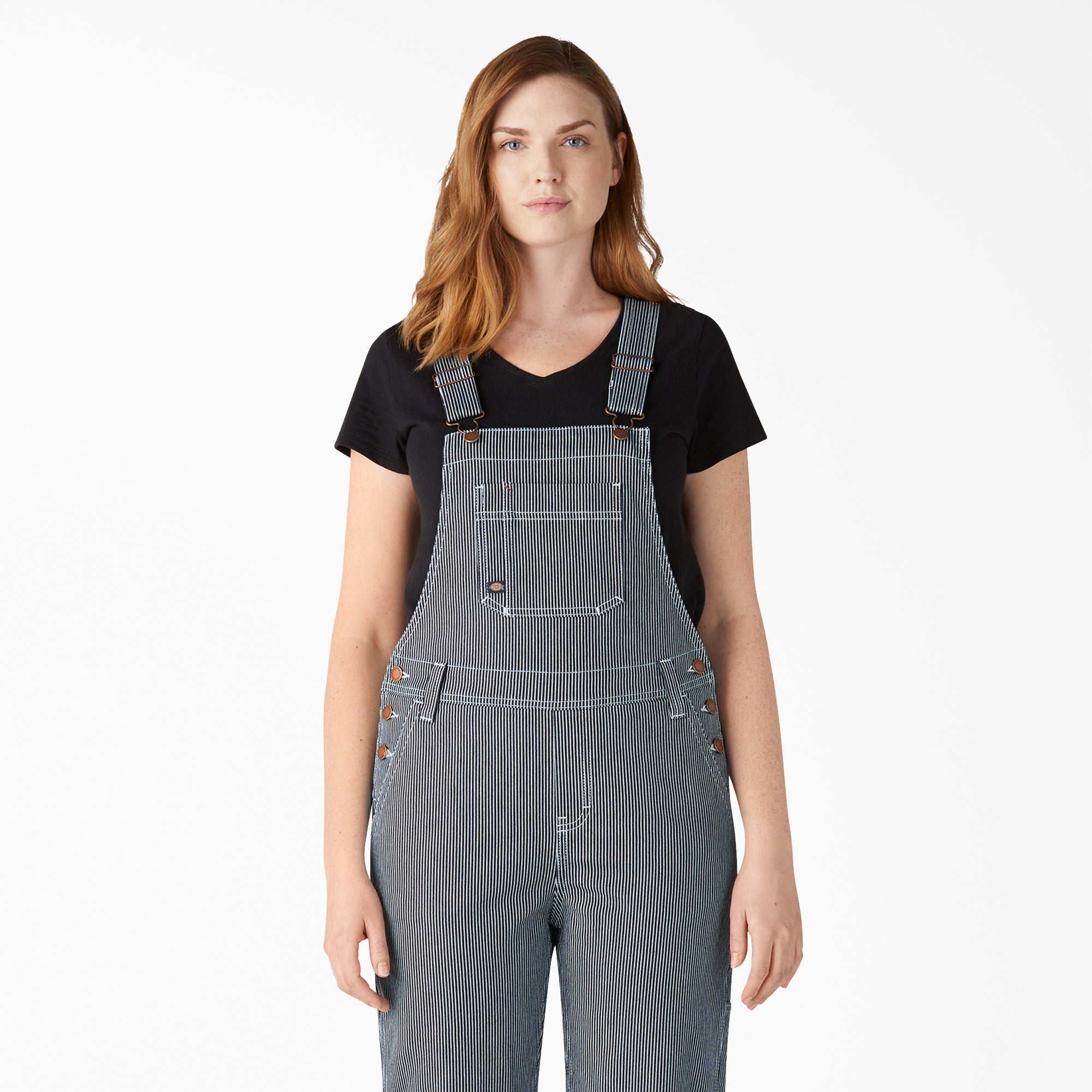 Women's Hickory Stripe Boyfriend Fit Bib Overalls - 图片 4