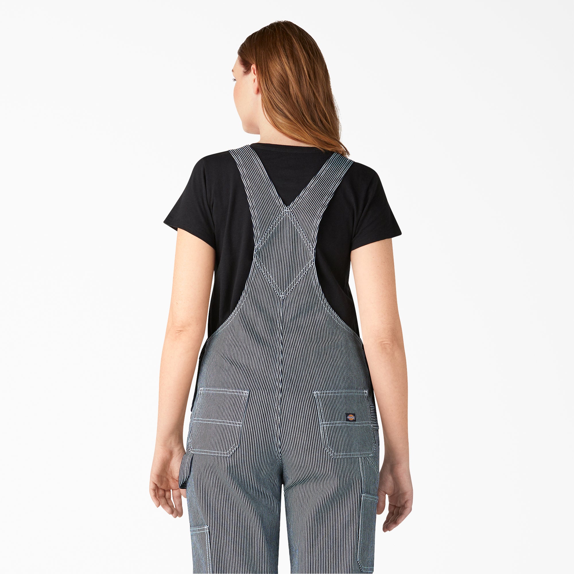 Women's Hickory Stripe Boyfriend Fit Bib Overalls - 图片 5