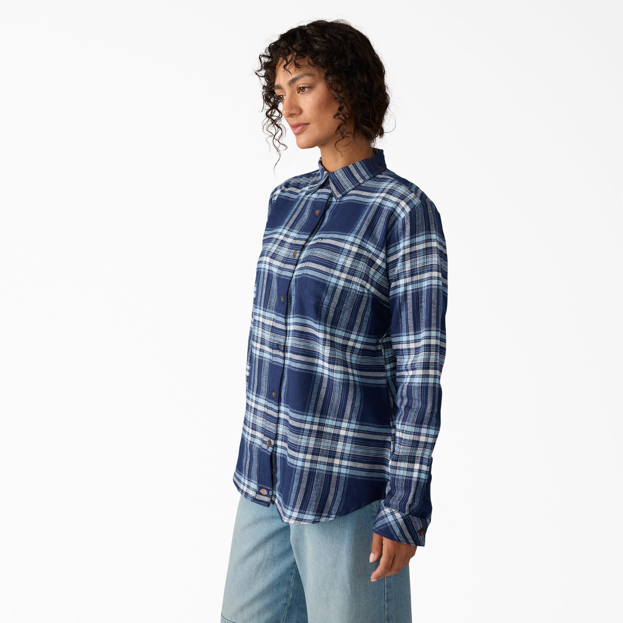 Women's Plaid Flannel Long Sleeve Shirt - 图片 3