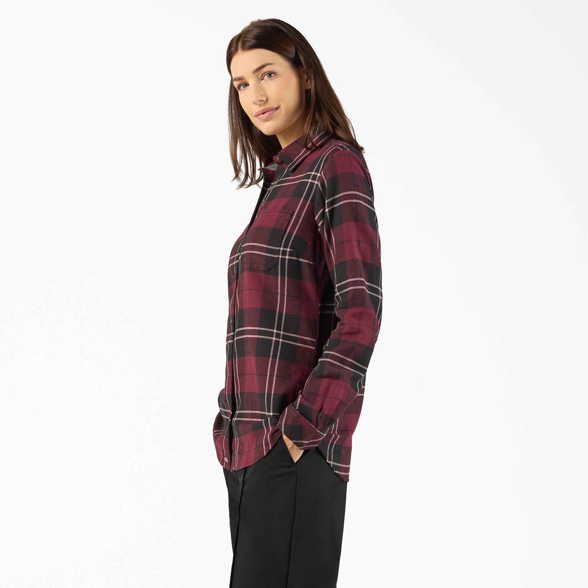 Women's Plaid Flannel Long Sleeve Shirt - 图片 3