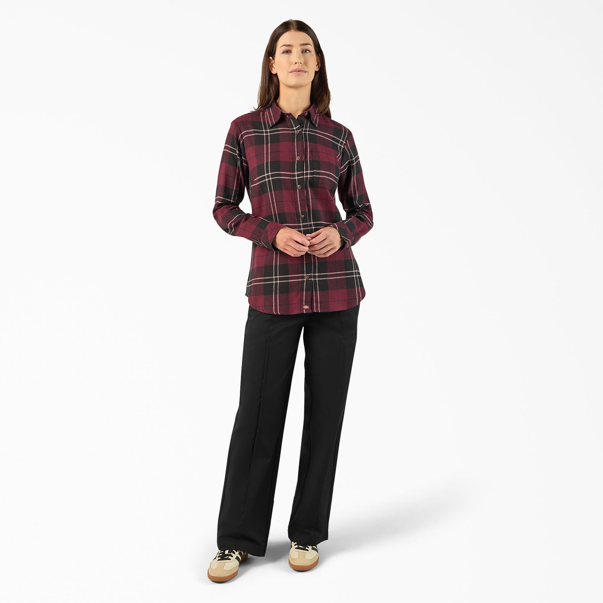 Women's Plaid Flannel Long Sleeve Shirt - 图片 4