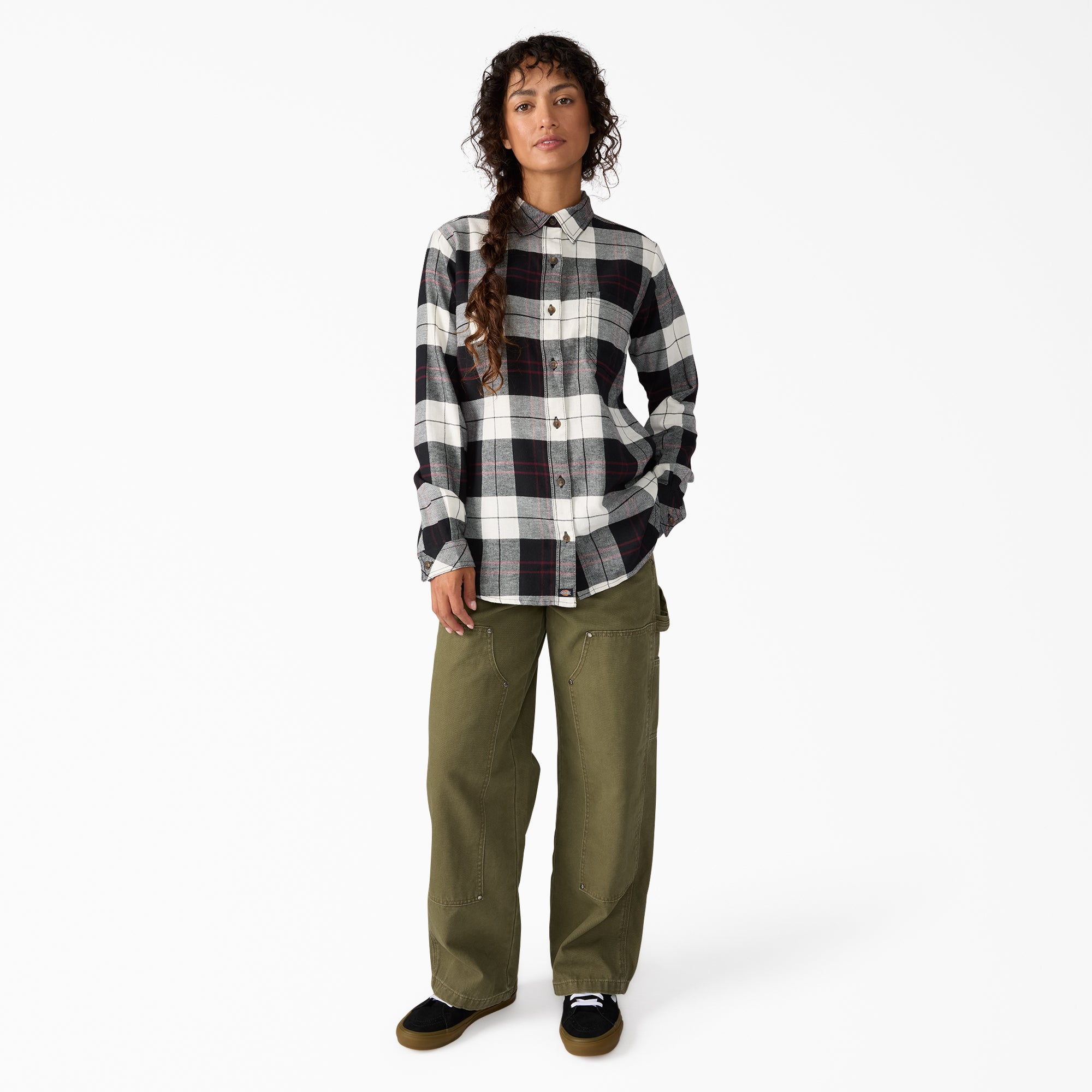 Women's Plaid Flannel Long Sleeve Shirt - 图片 4