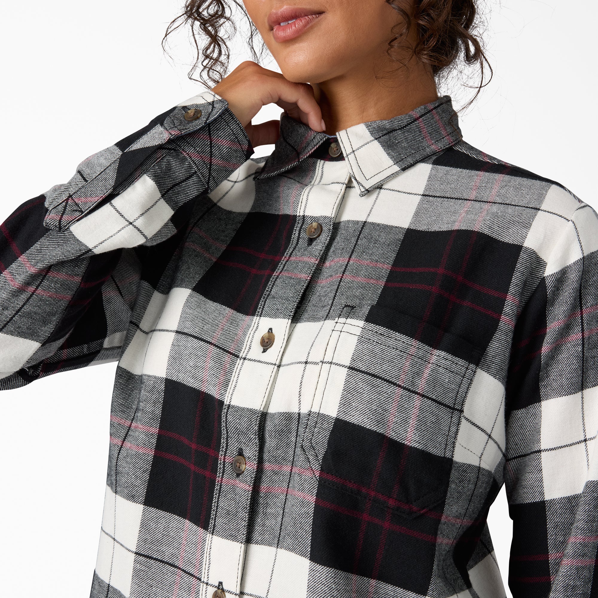Women's Plaid Flannel Long Sleeve Shirt - 图片 5