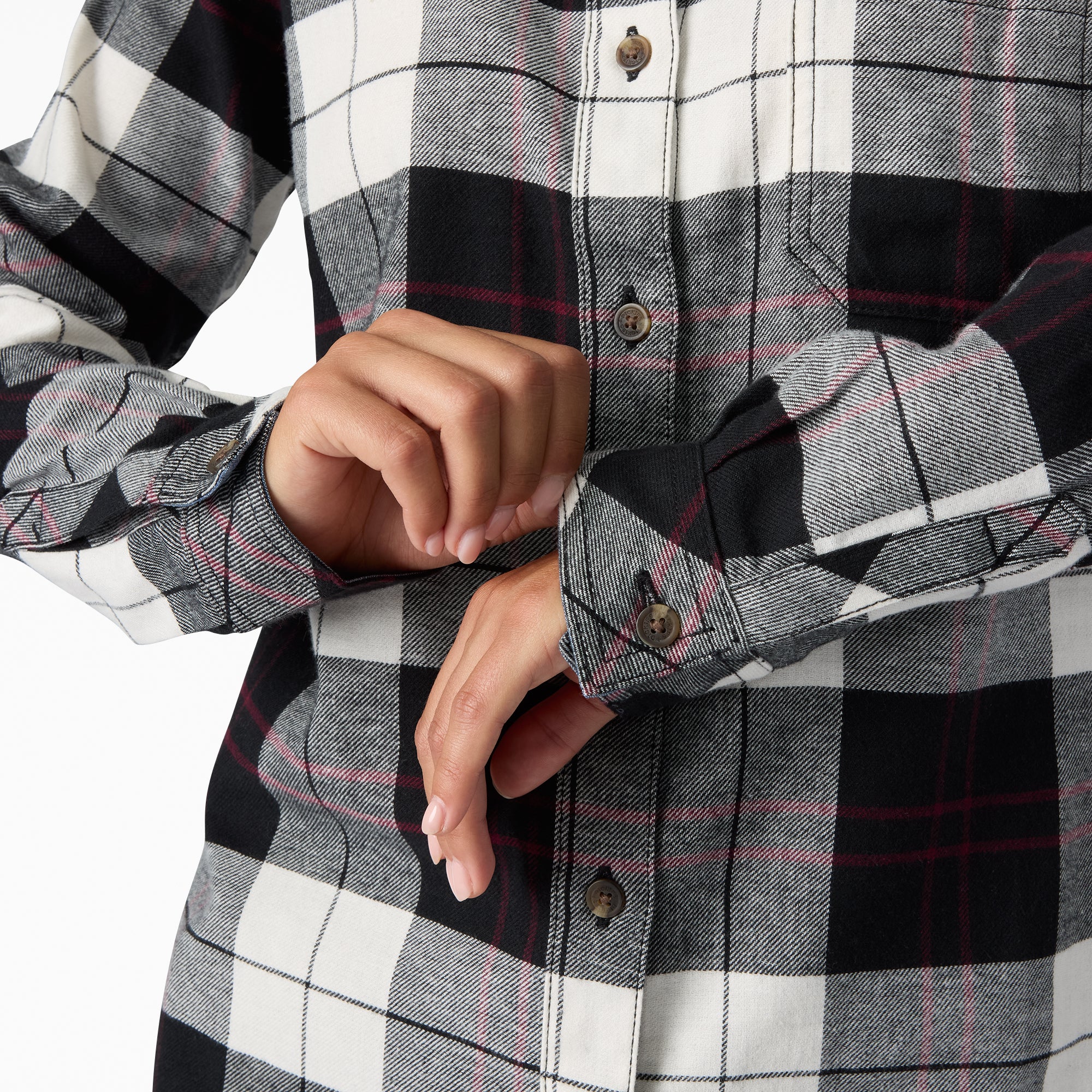 Women's Plaid Flannel Long Sleeve Shirt - 图片 6