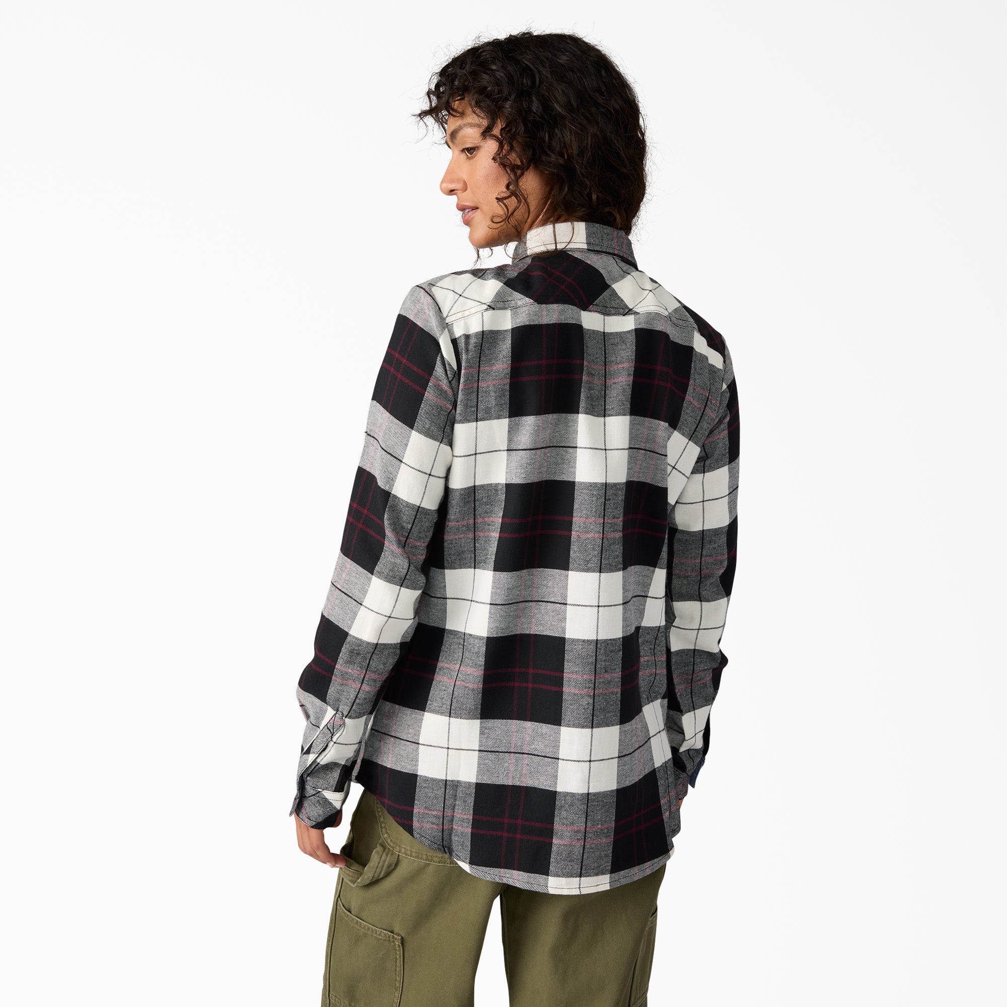 Women's Plaid Flannel Long Sleeve Shirt - 图片 2