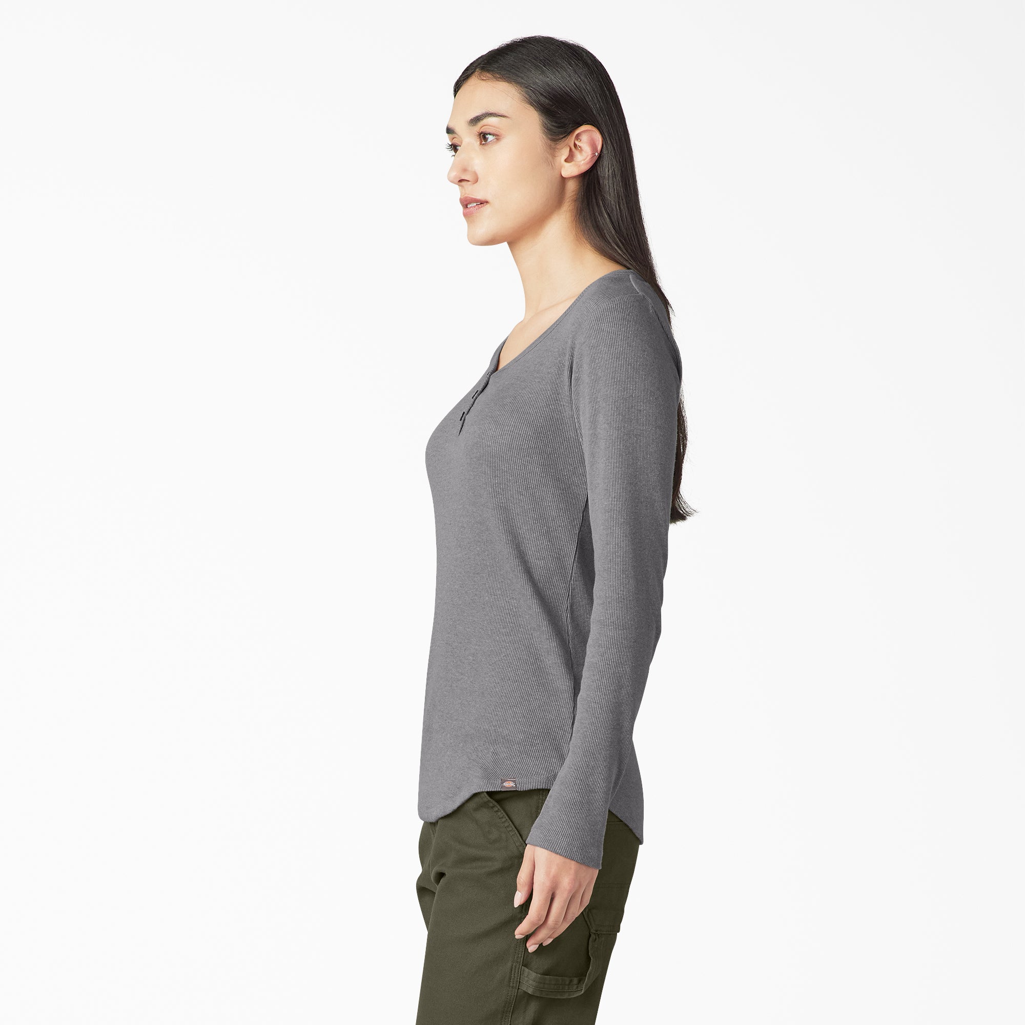 Women's Henley Long Sleeve Shirt - 图片 3