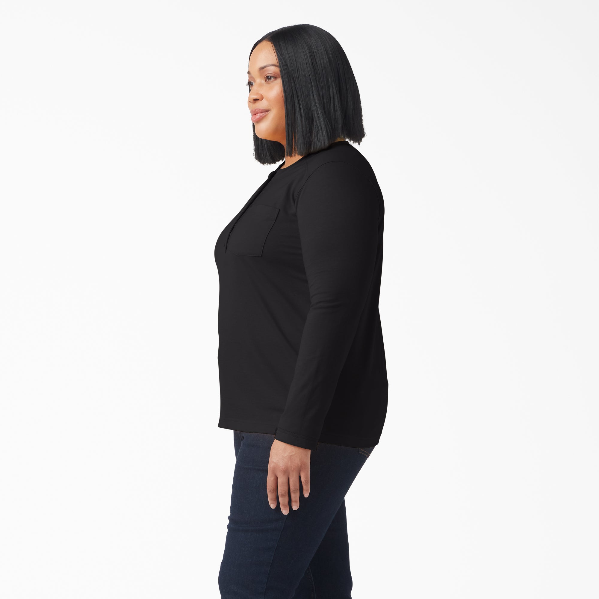 Women's Plus Heavyweight Henley - 图片 3