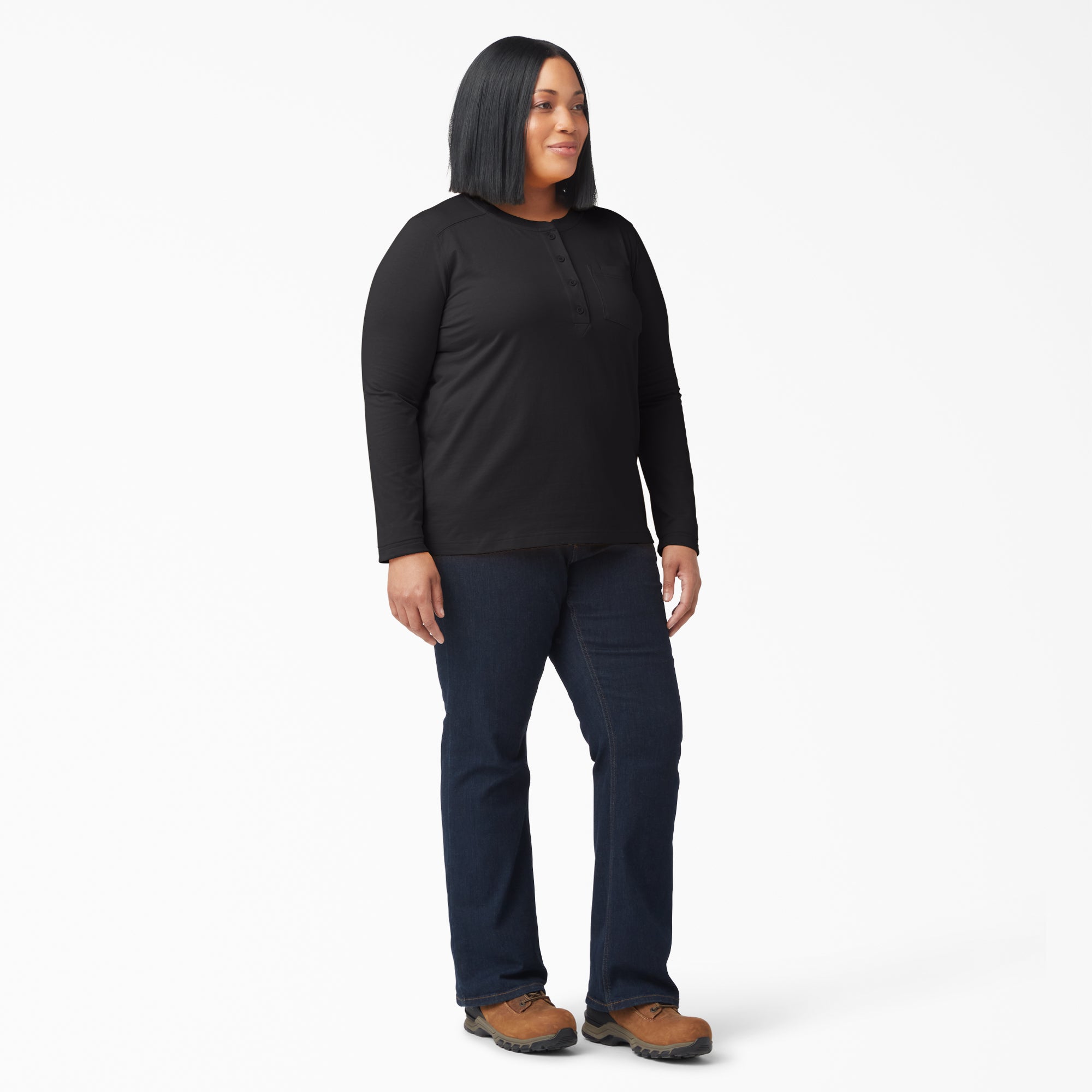 Women's Plus Heavyweight Henley - 图片 4