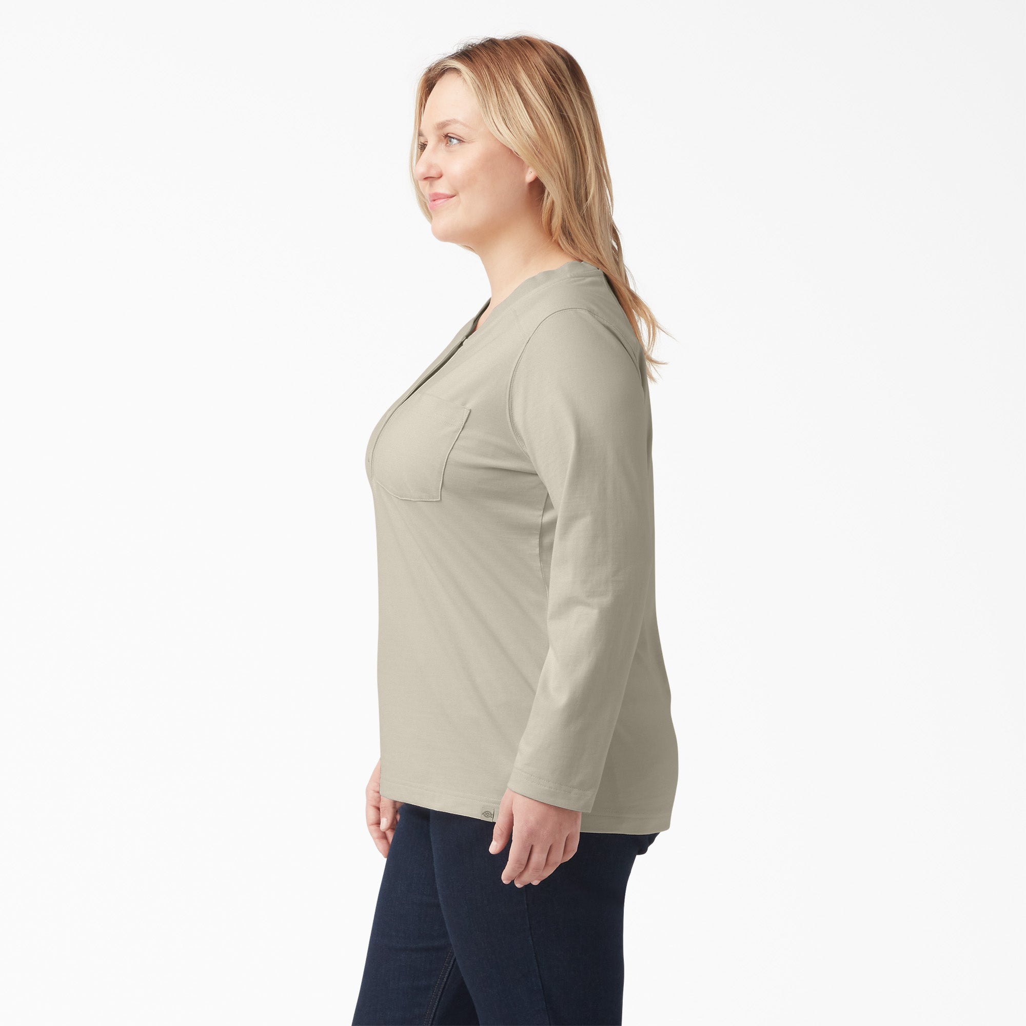 Women's Plus Heavyweight Henley - 图片 3
