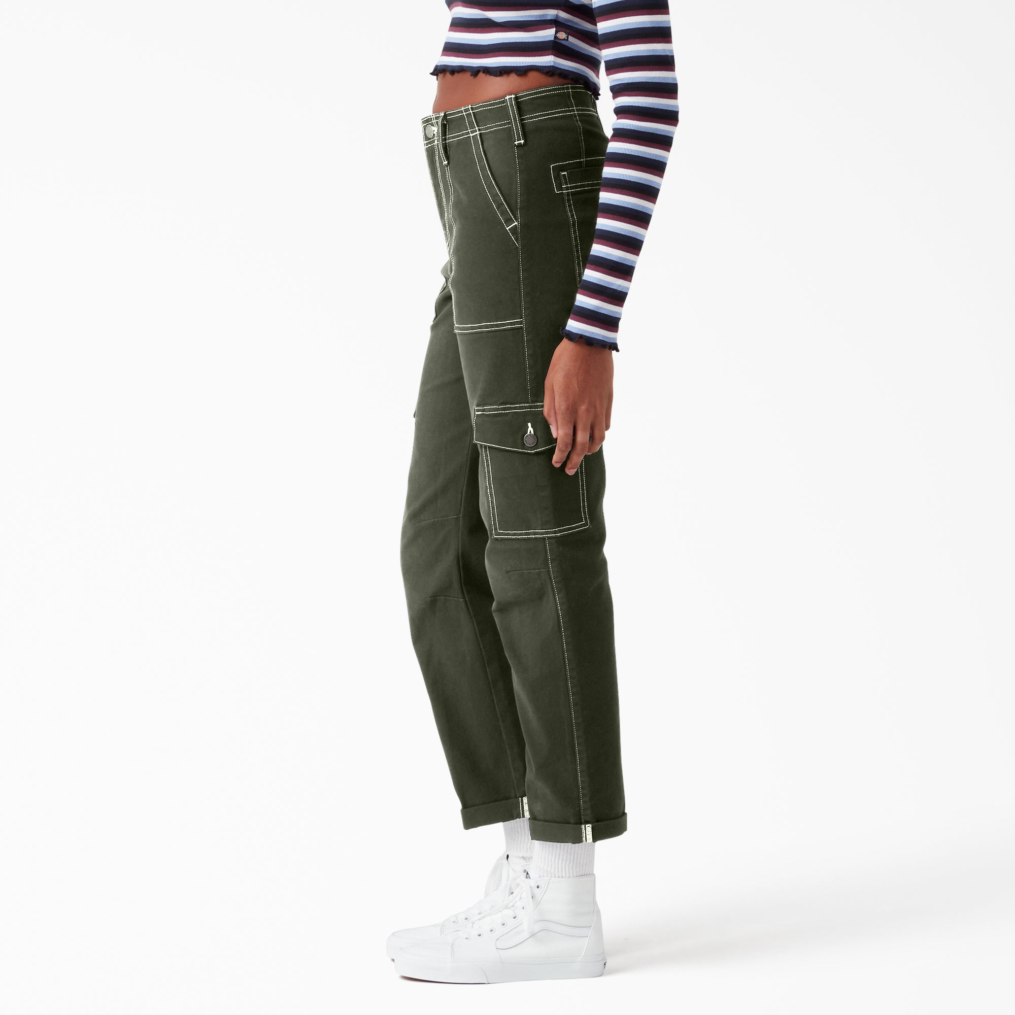 Women's Skinny Fit Cuffed Cargo Pants - 图片 3