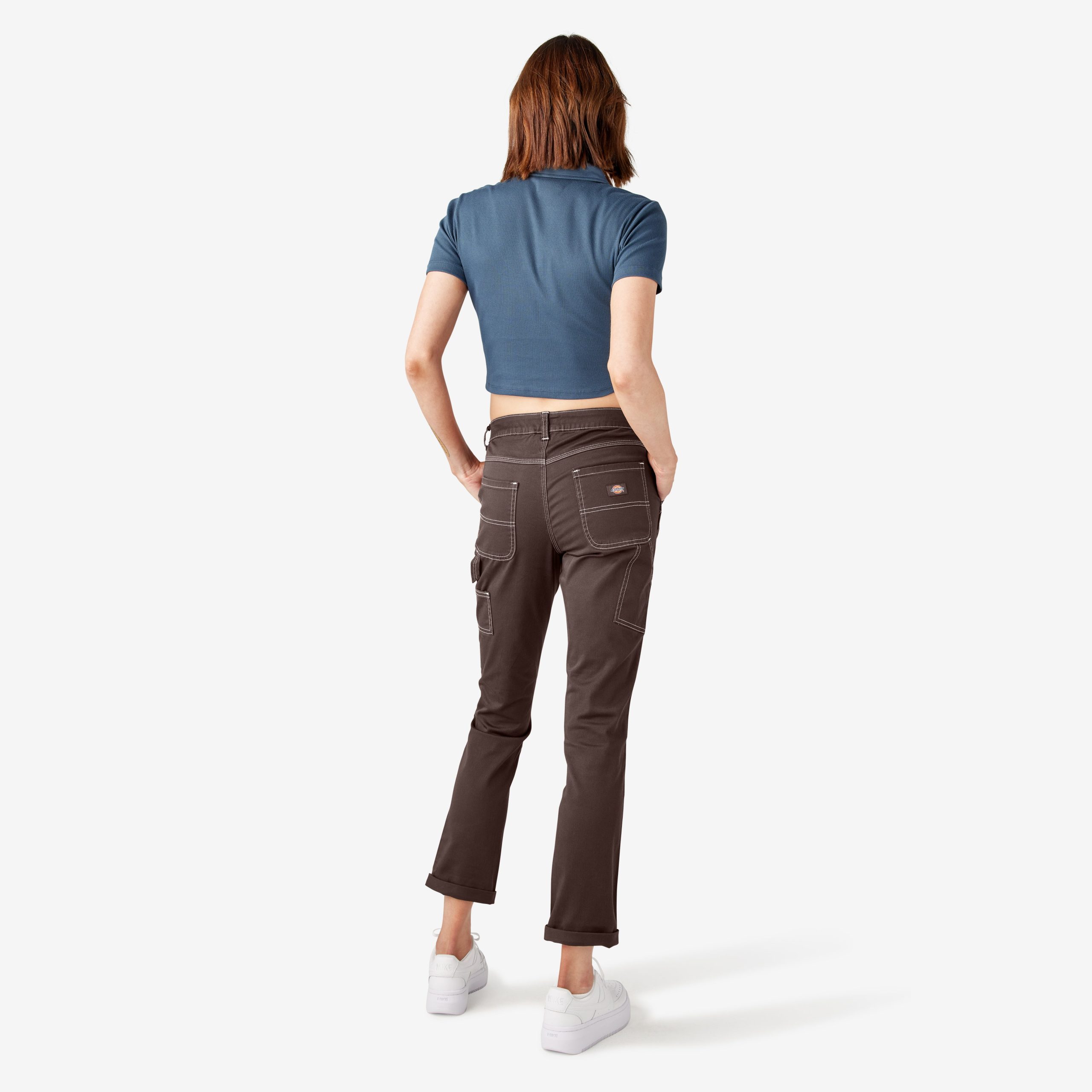 Women's Slim Straight Fit Roll Hem Carpenter Pants - 图片 6