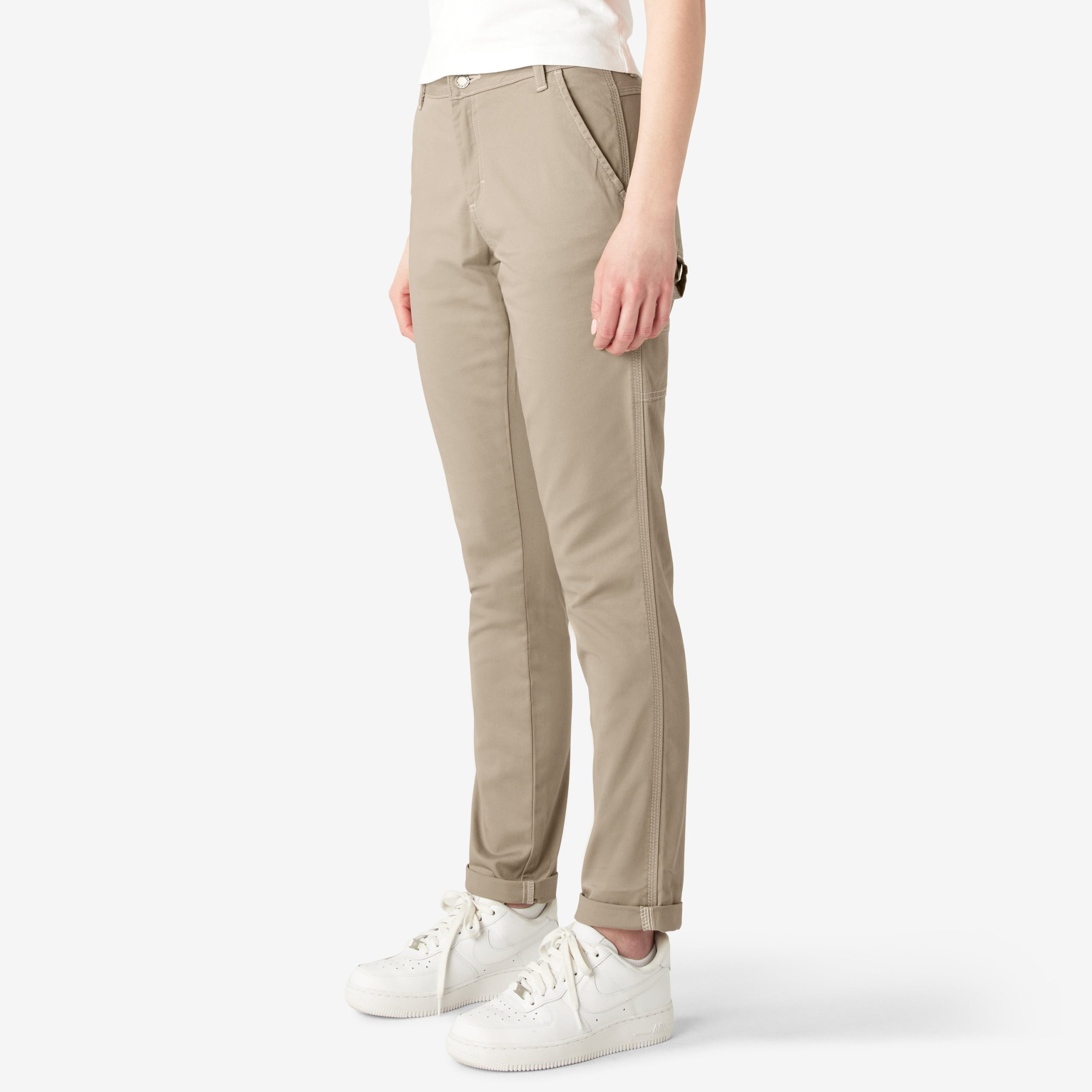 Women's Slim Straight Fit Roll Hem Carpenter Pants - 图片 3