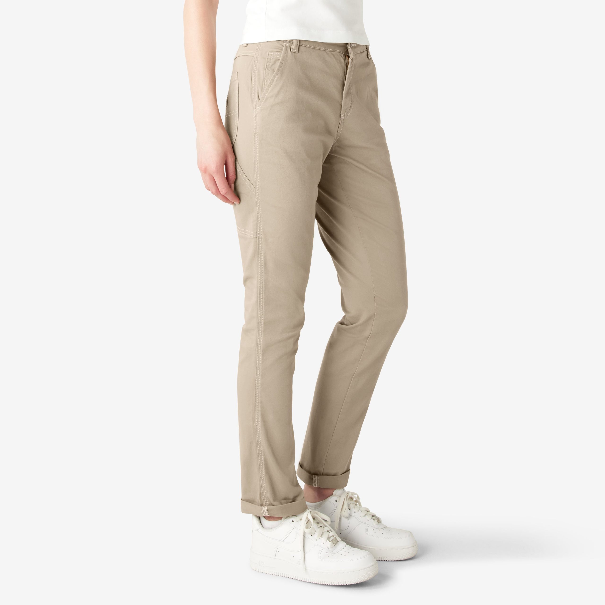 Women's Slim Straight Fit Roll Hem Carpenter Pants - 图片 4