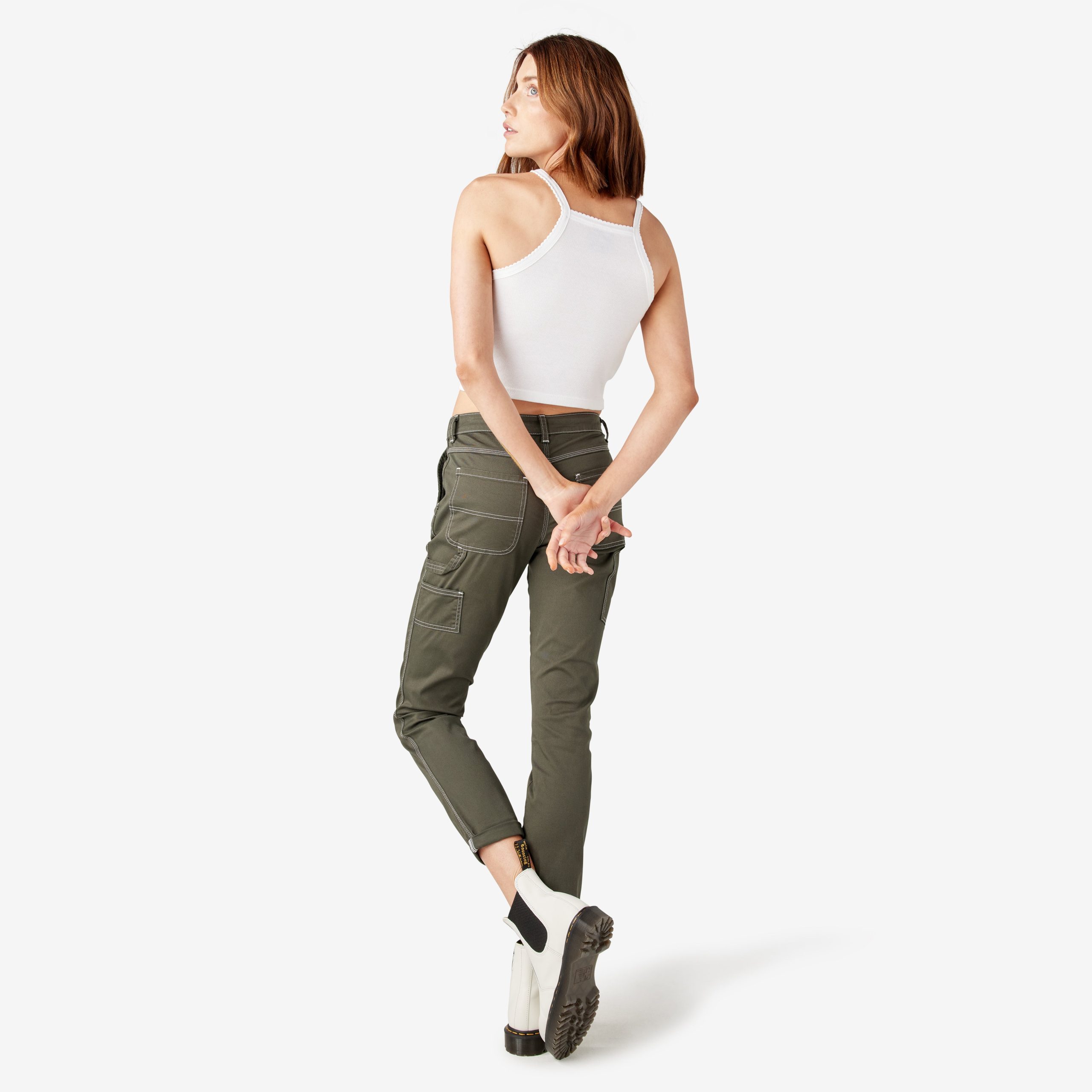 Women's Slim Straight Fit Roll Hem Carpenter Pants - 图片 6