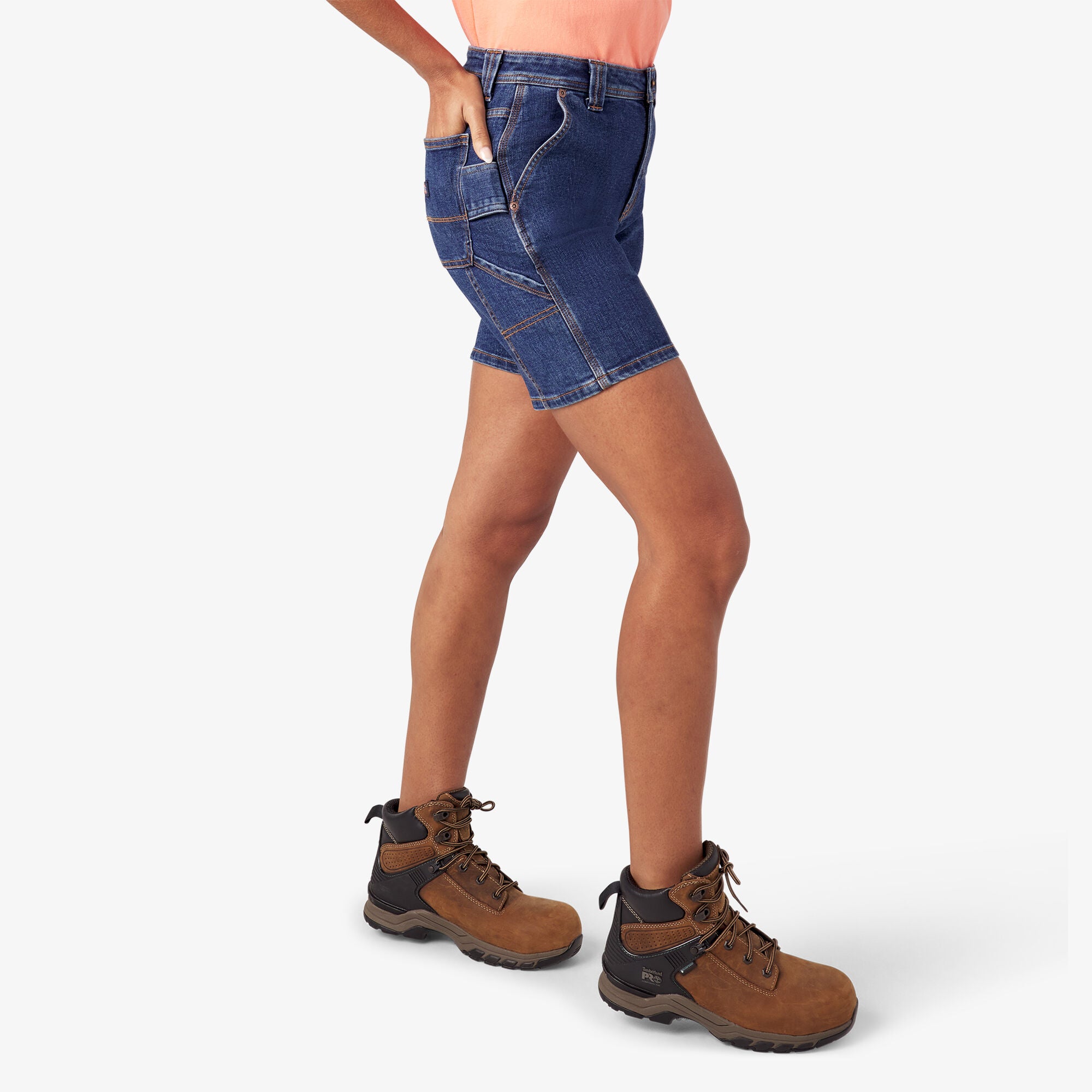 Women's Relaxed Fit Denim Carpenter Shorts. 7 - 图片 4