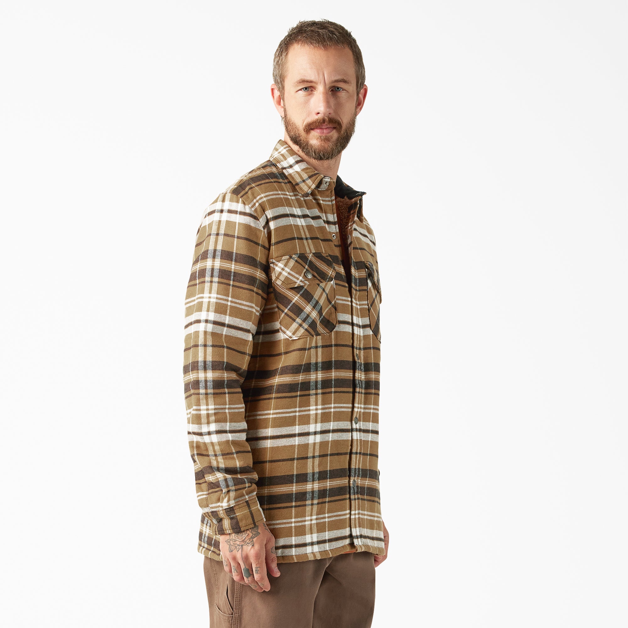 Water Repellent Fleece-Lined Flannel Shirt Jacket - 图片 4