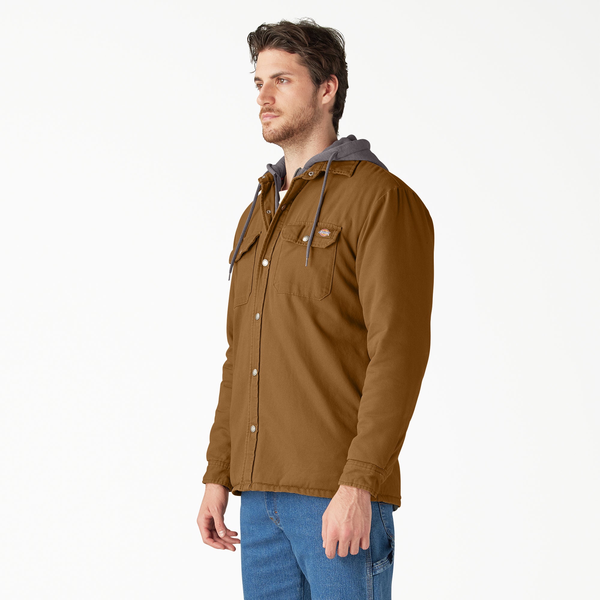 Water Repellent Duck Hooded Shirt Jacket - 图片 3
