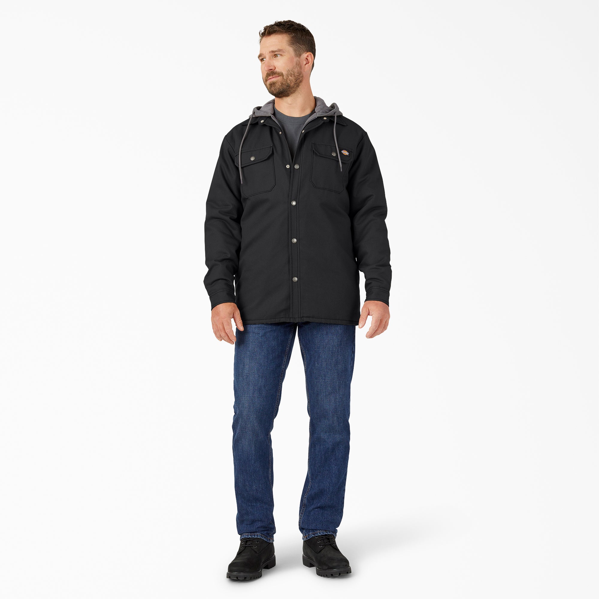 Water Repellent Duck Hooded Shirt Jacket - 图片 3
