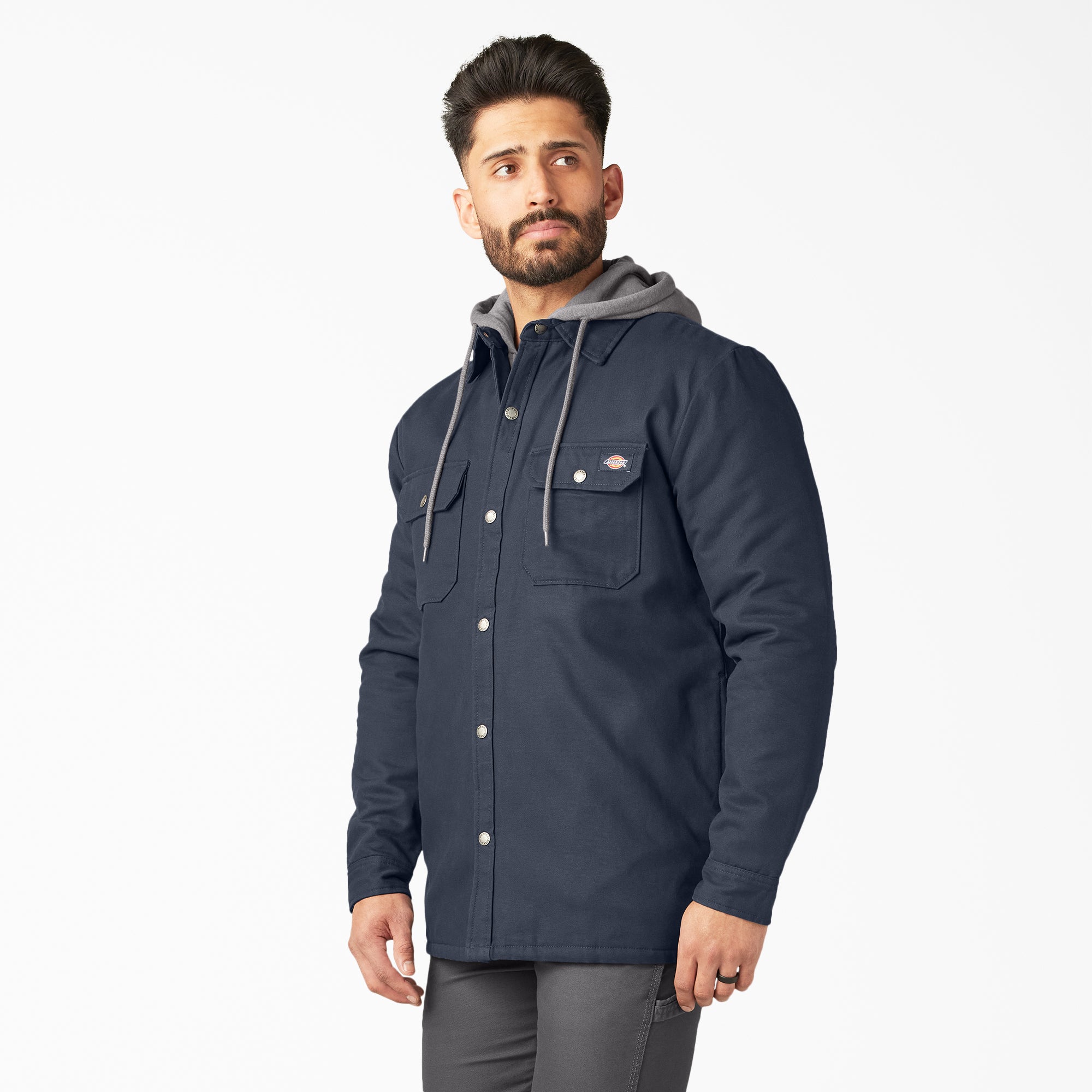 Water Repellent Duck Hooded Shirt Jacket - 图片 3