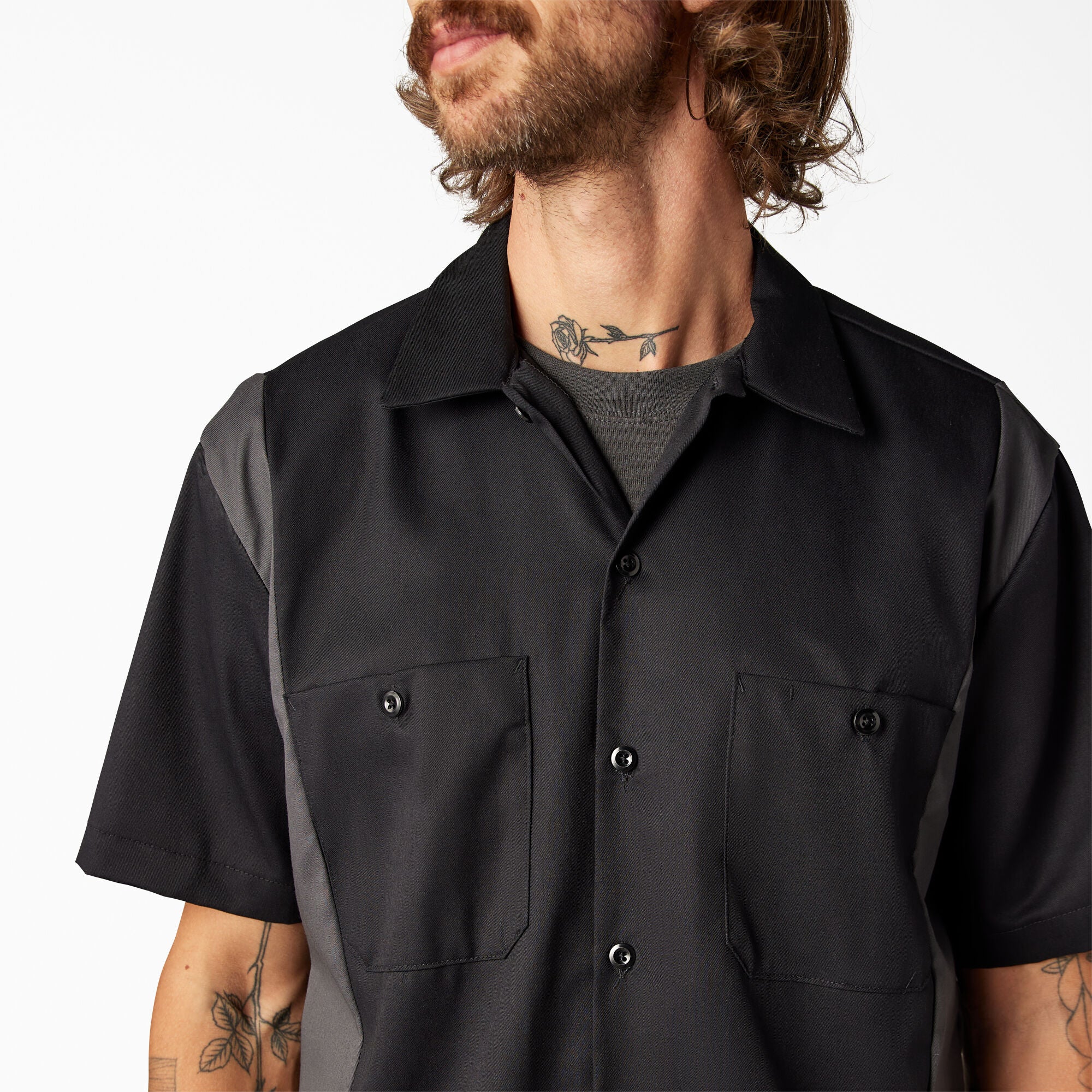 Two-Tone Short Sleeve Work Shirt - 图片 7