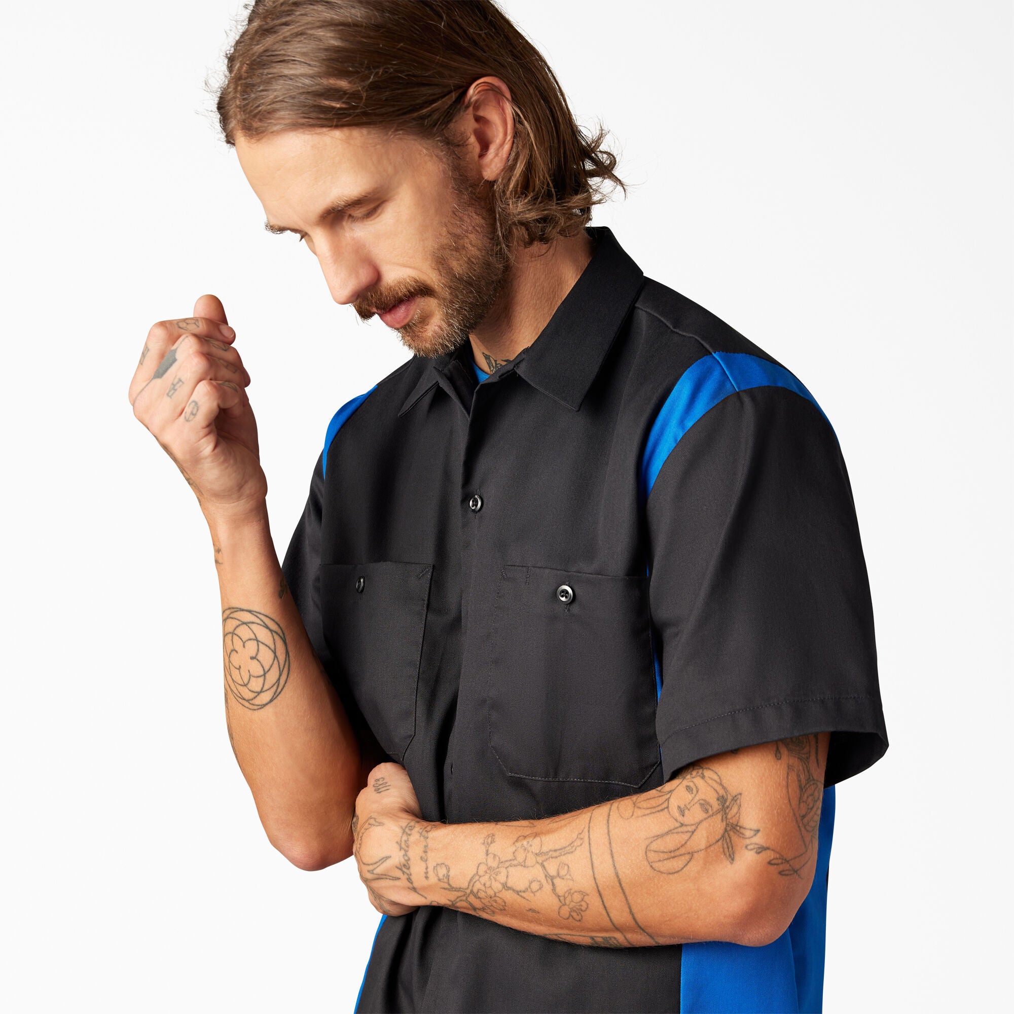 Two-Tone Short Sleeve Work Shirt - 图片 9