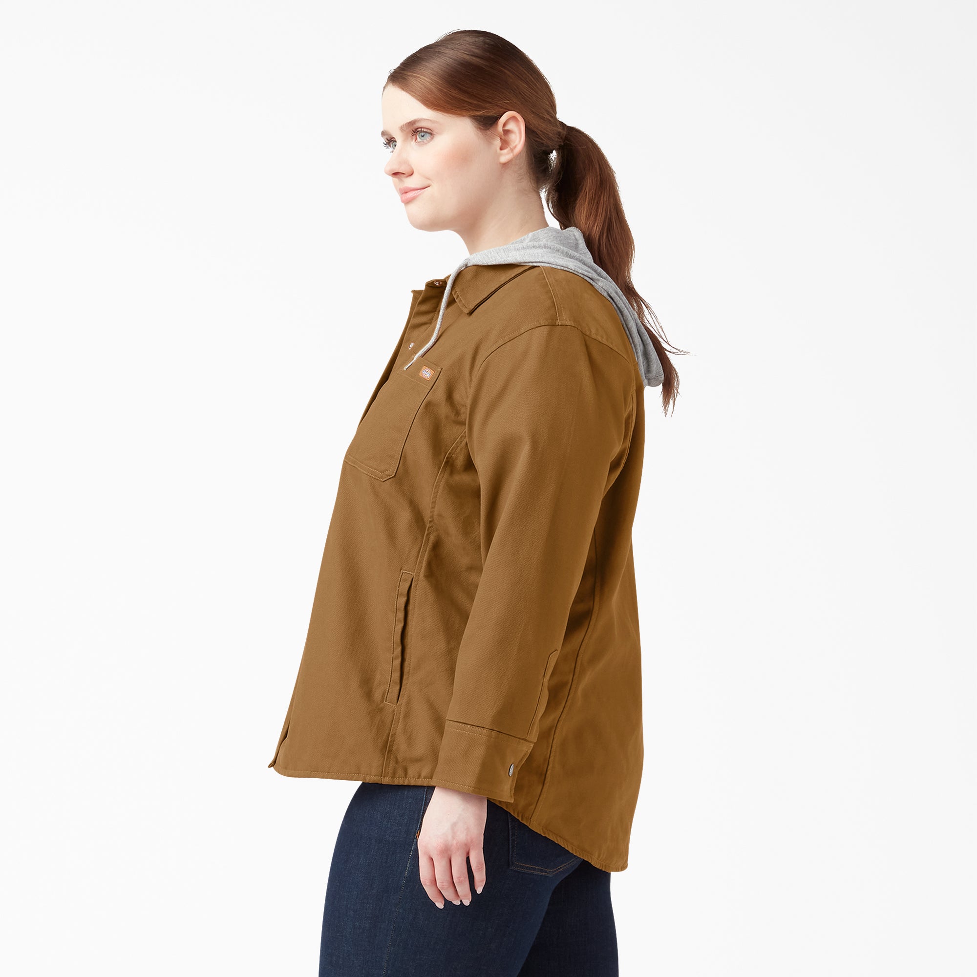 Women's Plus Duck Hooded Shirt Jacket - 图片 3