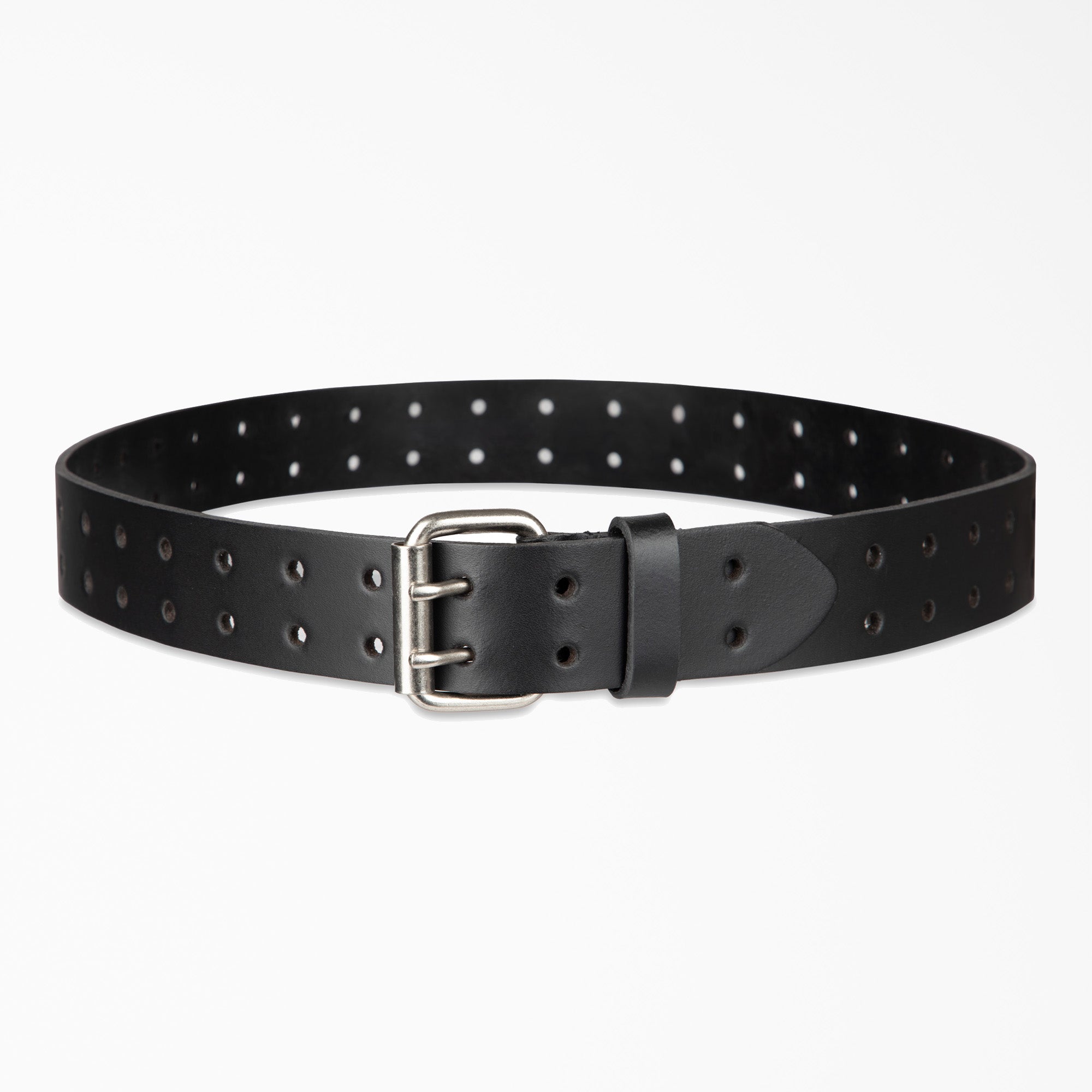 Perforated Leather Double Prong Buckle Belt - 图片 3
