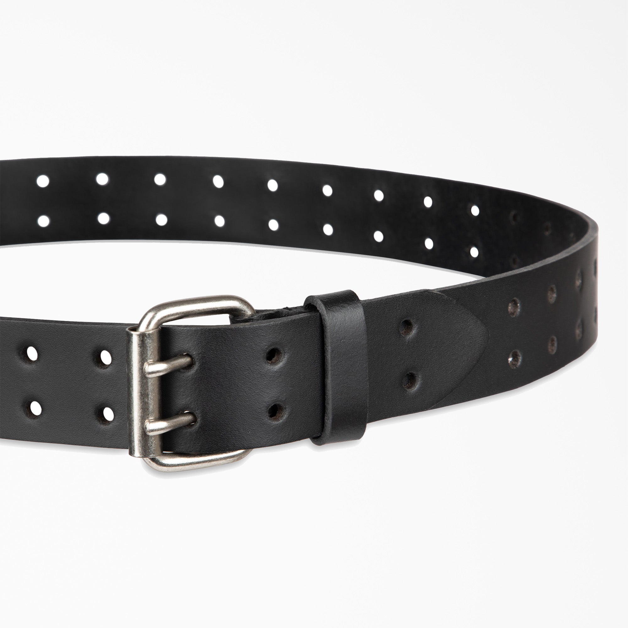 Perforated Leather Double Prong Buckle Belt - 图片 5