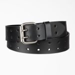 Perforated Leather Double Prong Buckle Belt