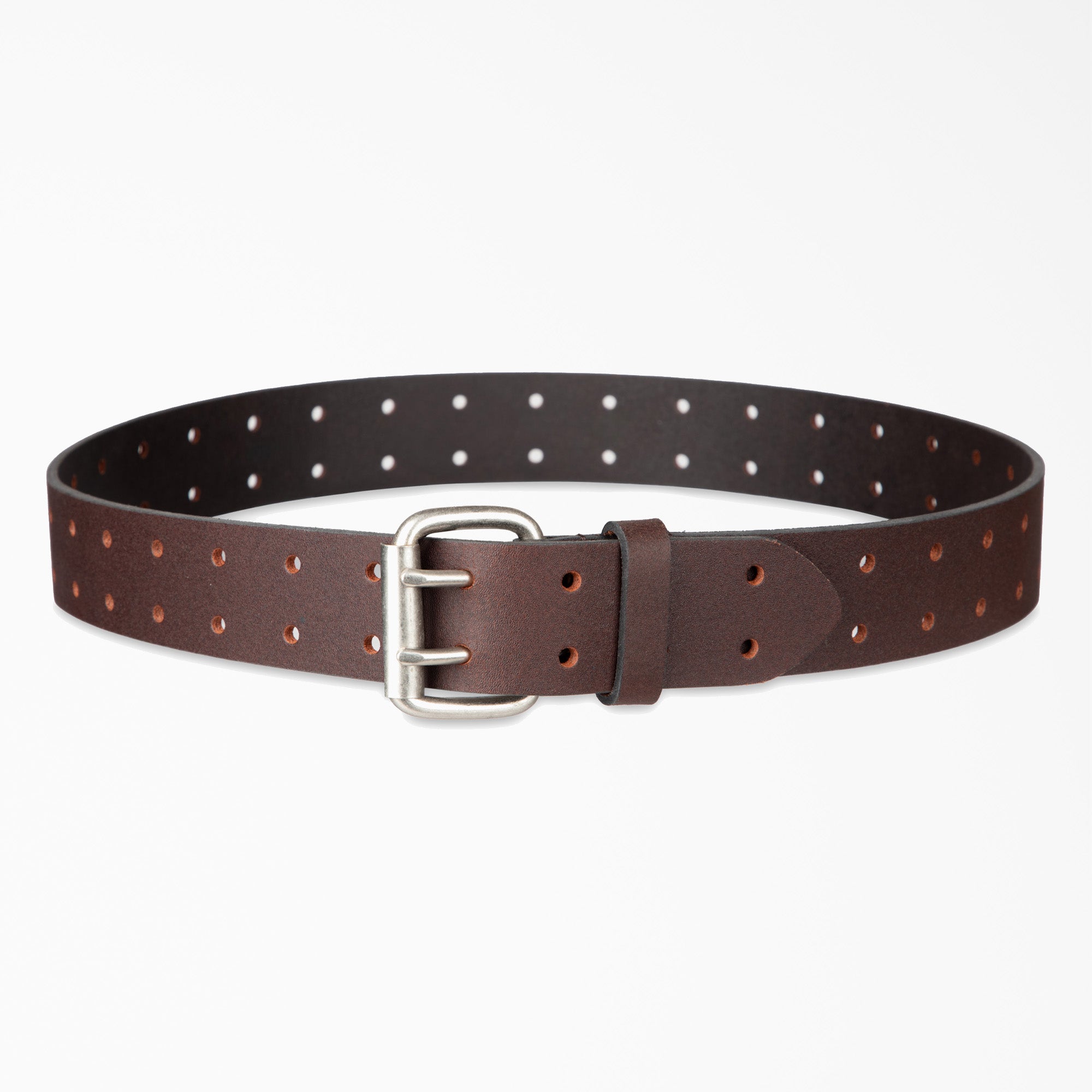 Perforated Leather Double Prong Buckle Belt - 图片 3