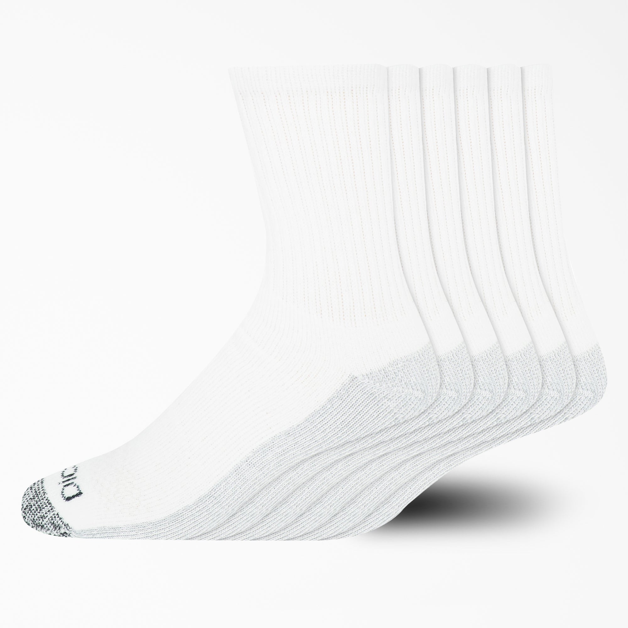 Moisture Control Mid-Crew Socks. Size 6-12. 6-Pack