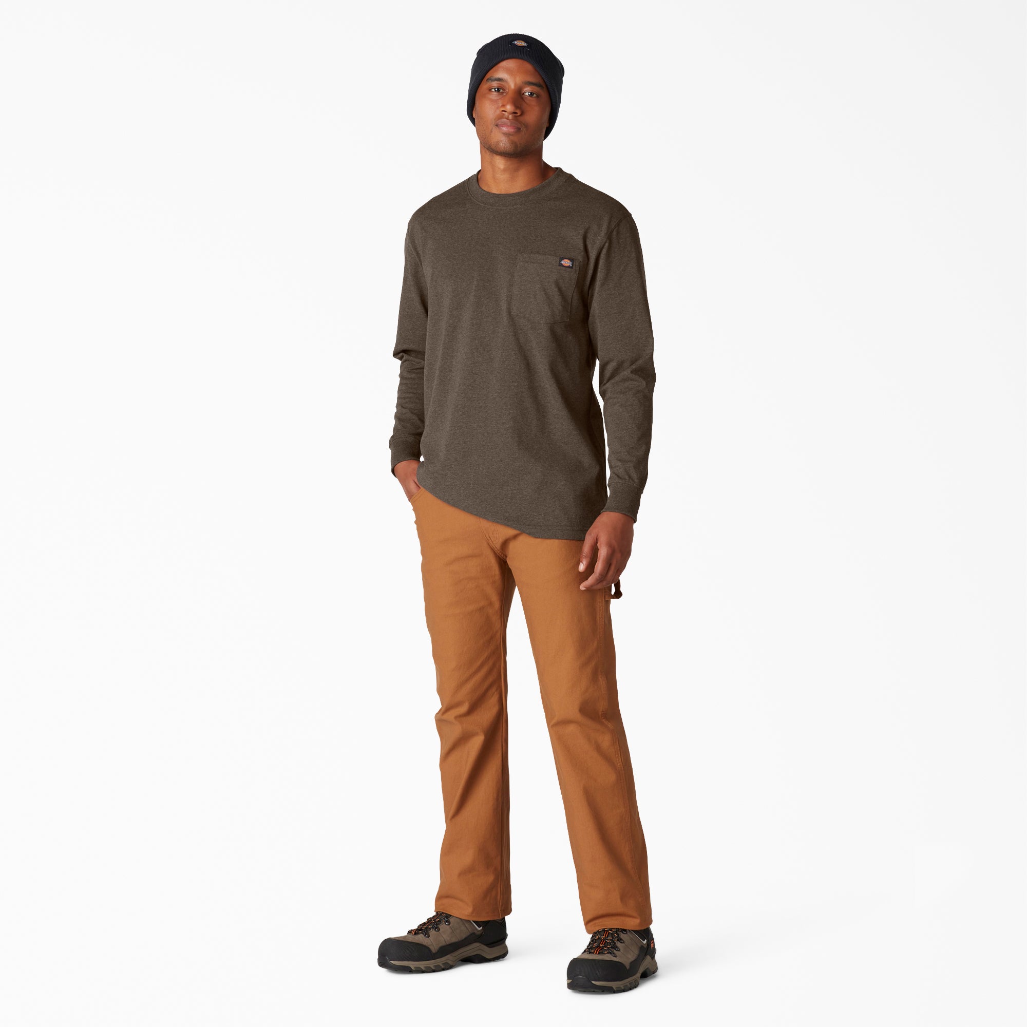 Heavyweight Heathered Long Sleeve Pocket T-Shirt - 图片 4