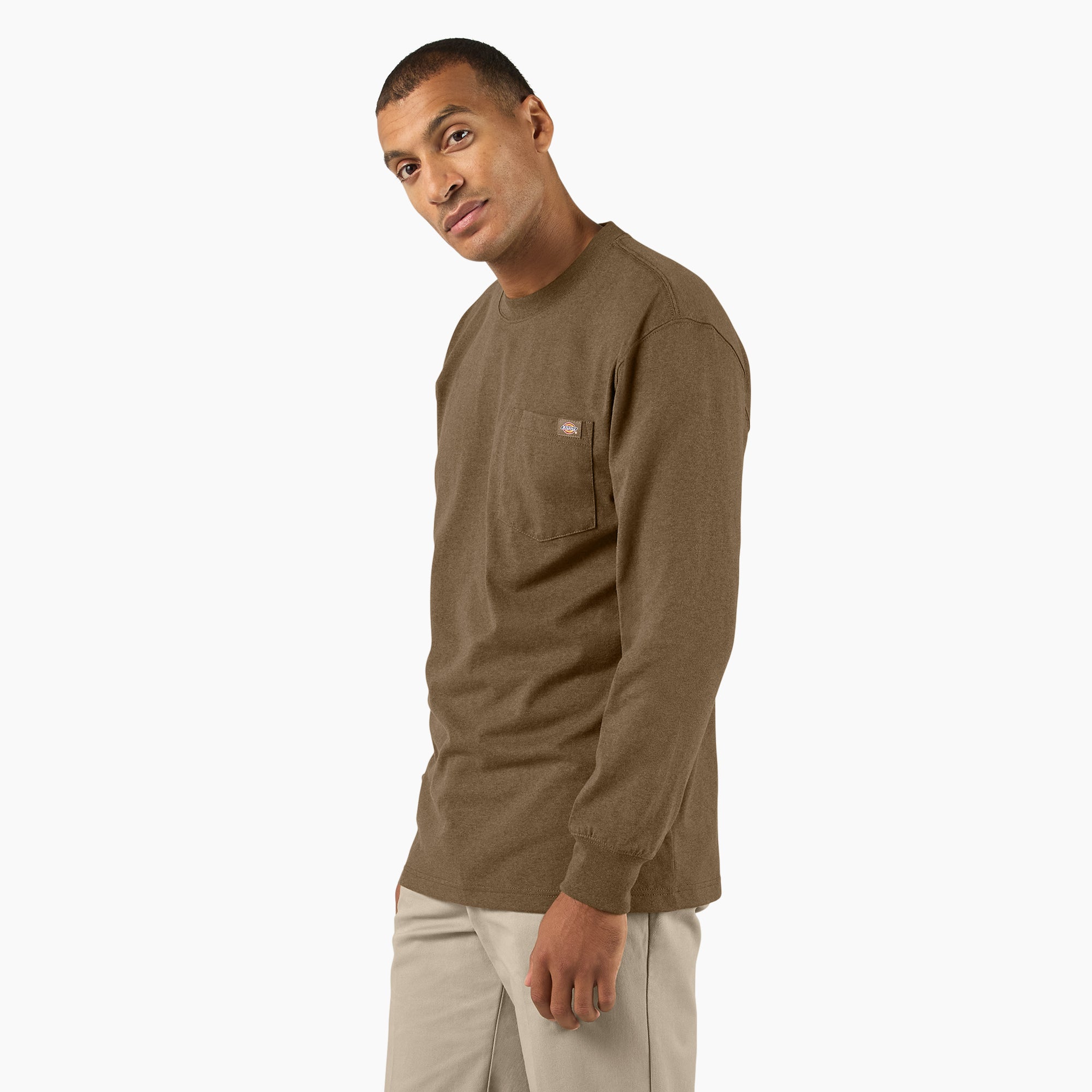 Heavyweight Heathered Long Sleeve Pocket T-Shirt - 图片 3